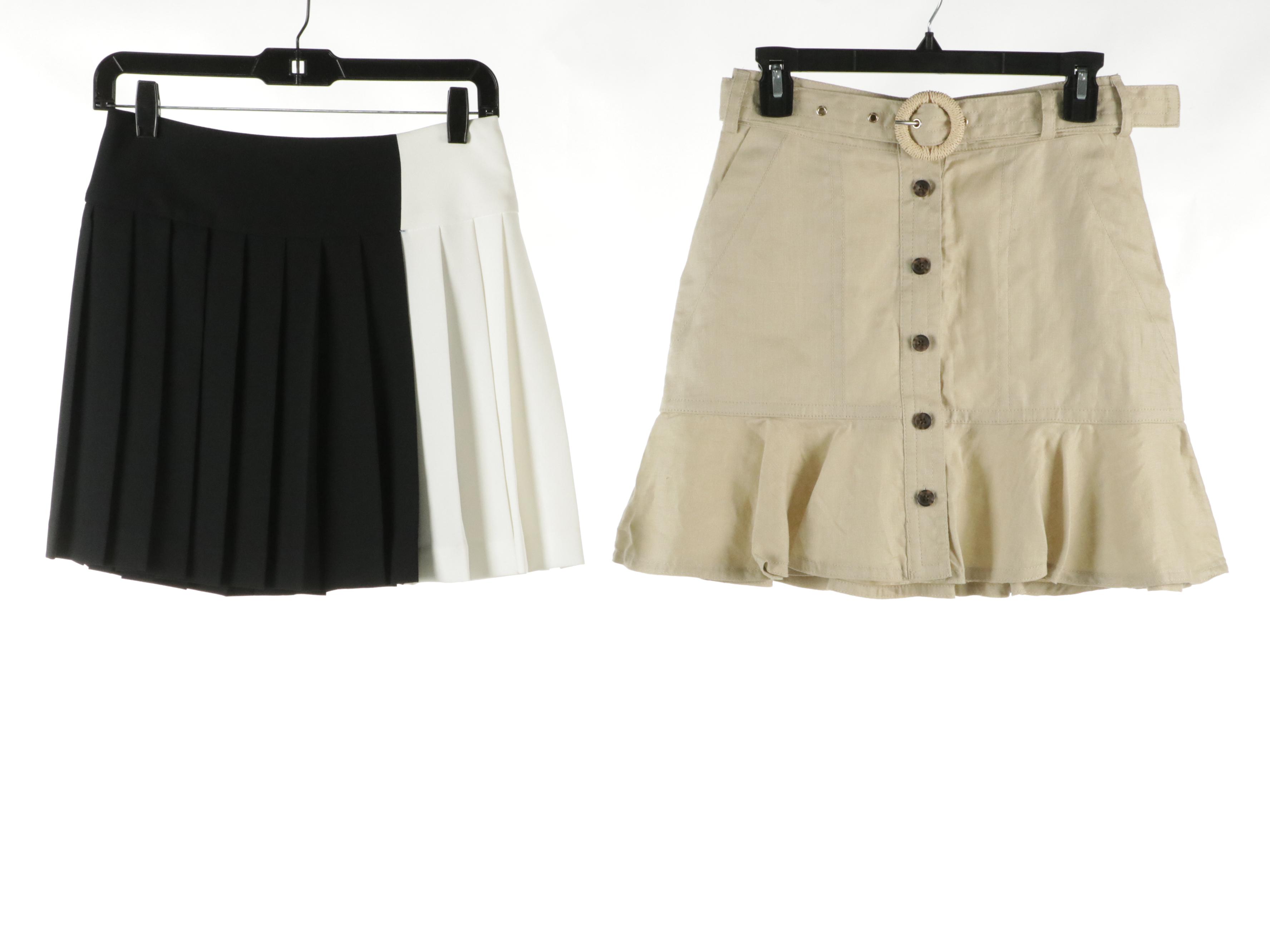 Lamarque Leather Asymmetrical, Reformation Linen Mini and Other Skirts