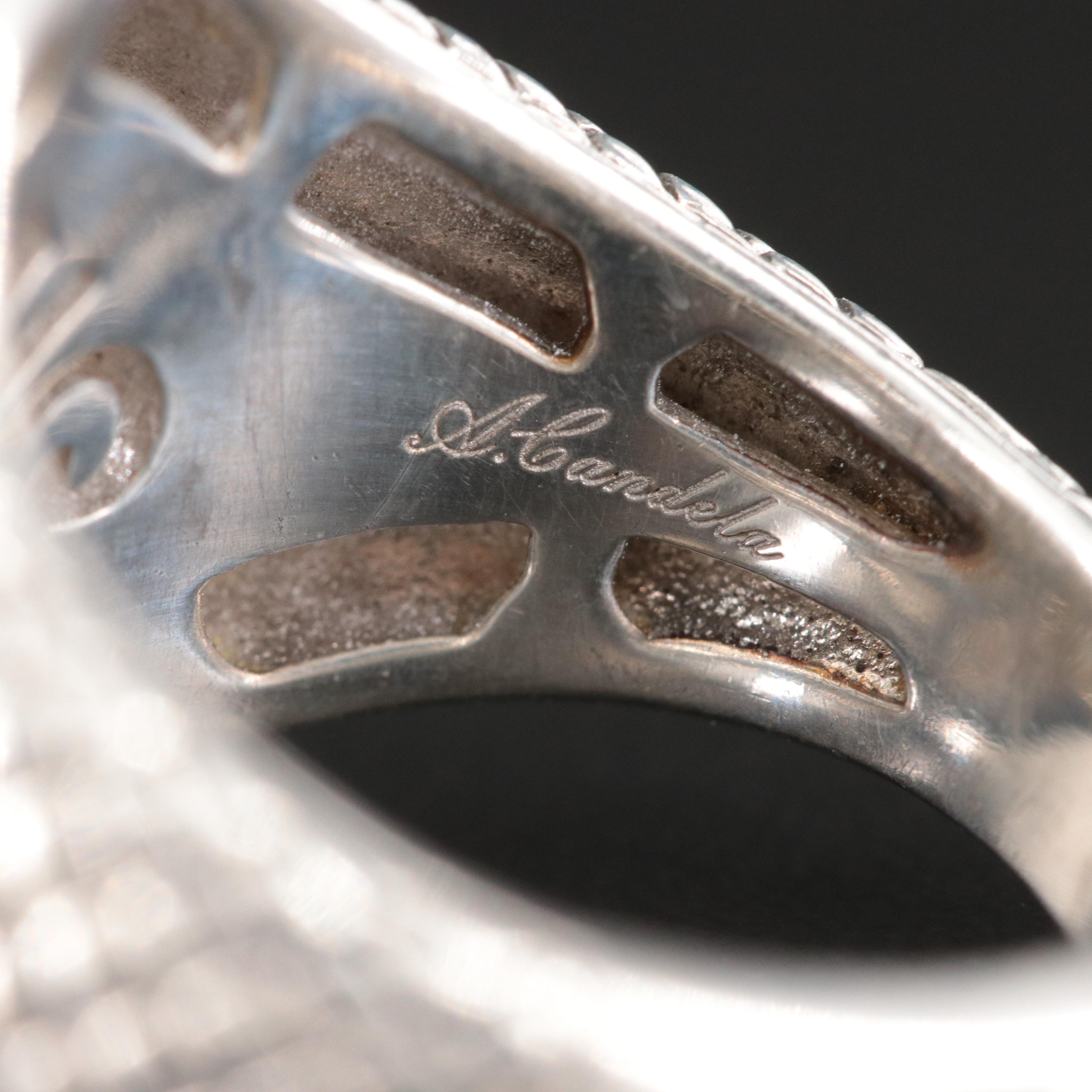 Sterling Diamond Filigree Medallion Ring with 18K Accent