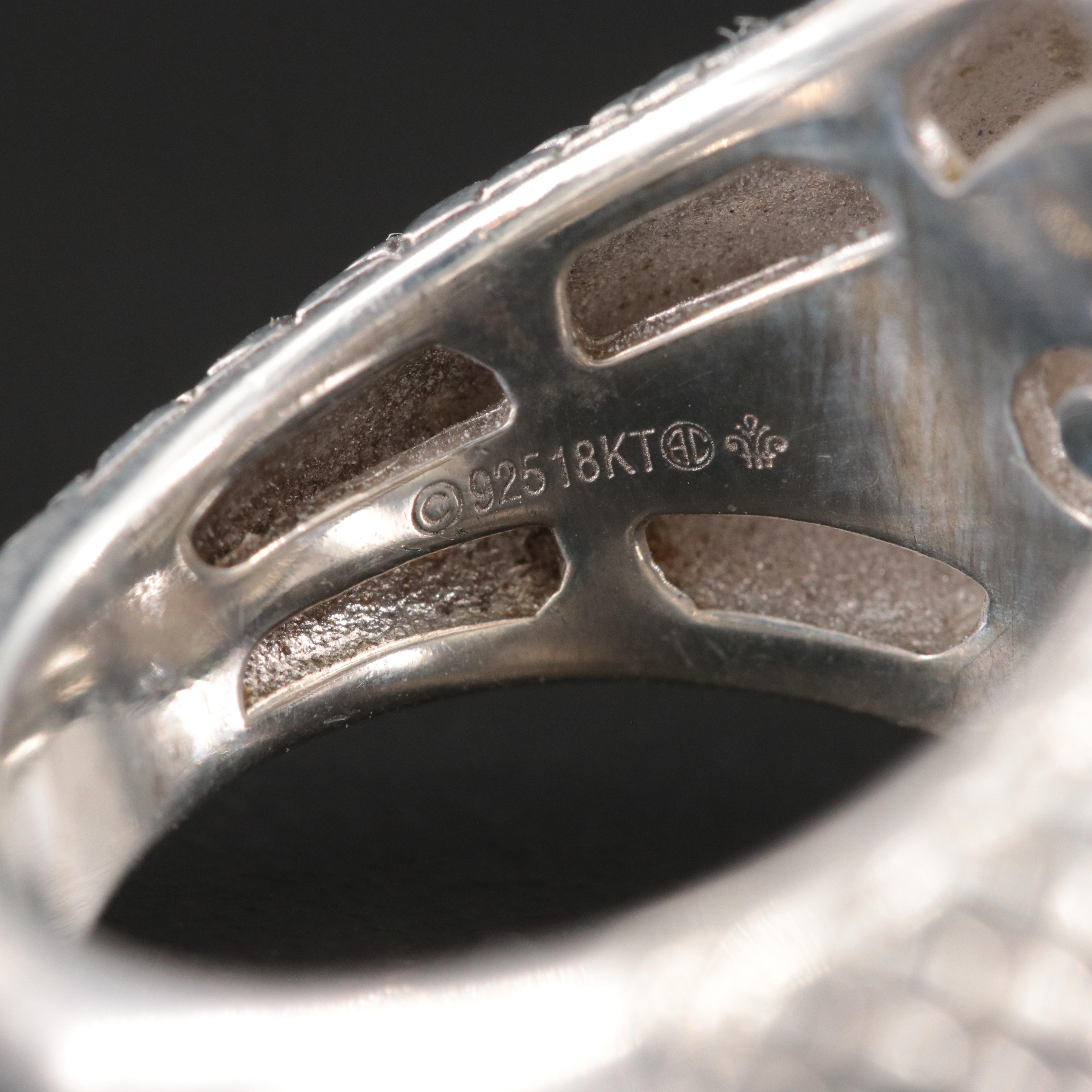 Sterling Diamond Filigree Medallion Ring with 18K Accent