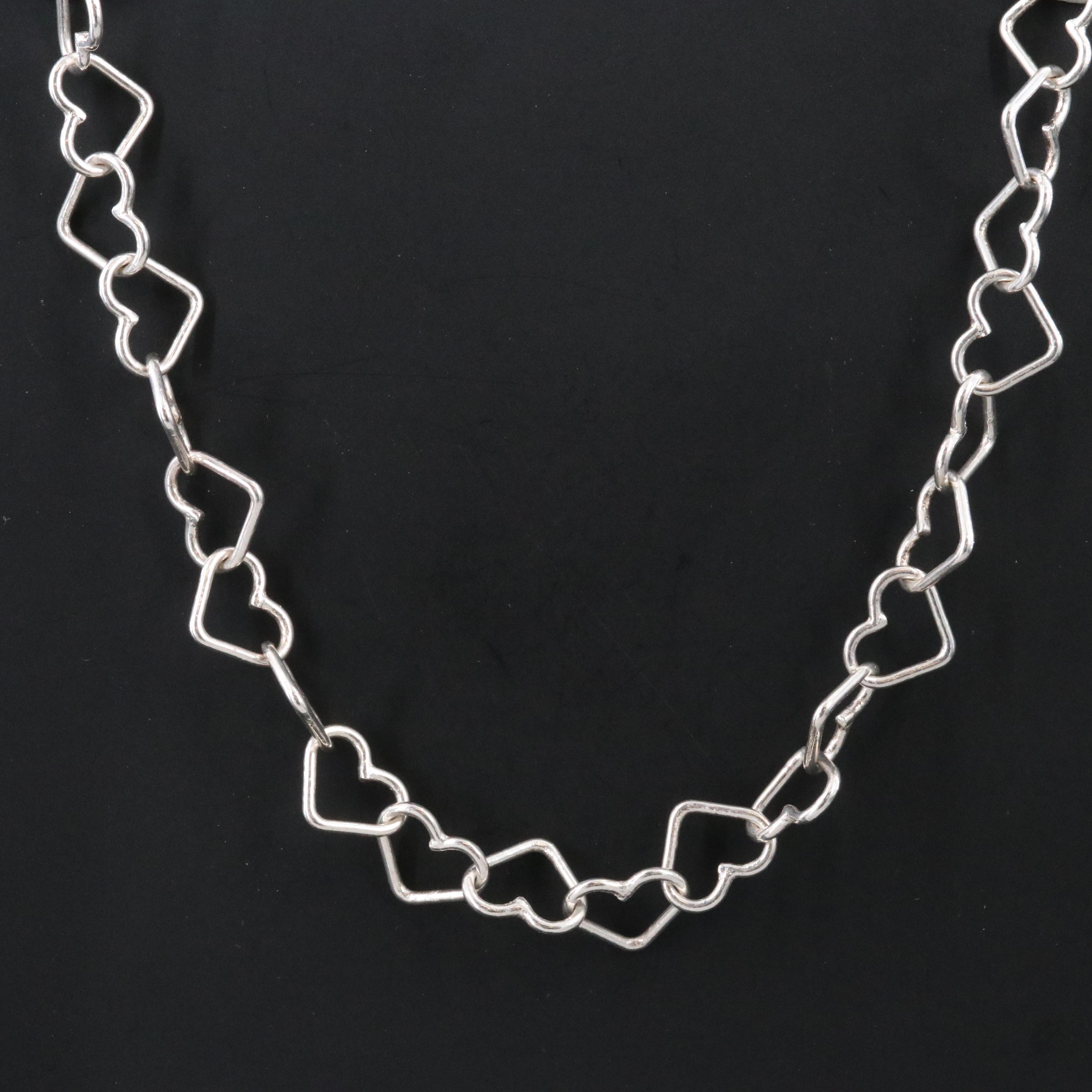 Italian Milor Sterling Heart Link Necklace