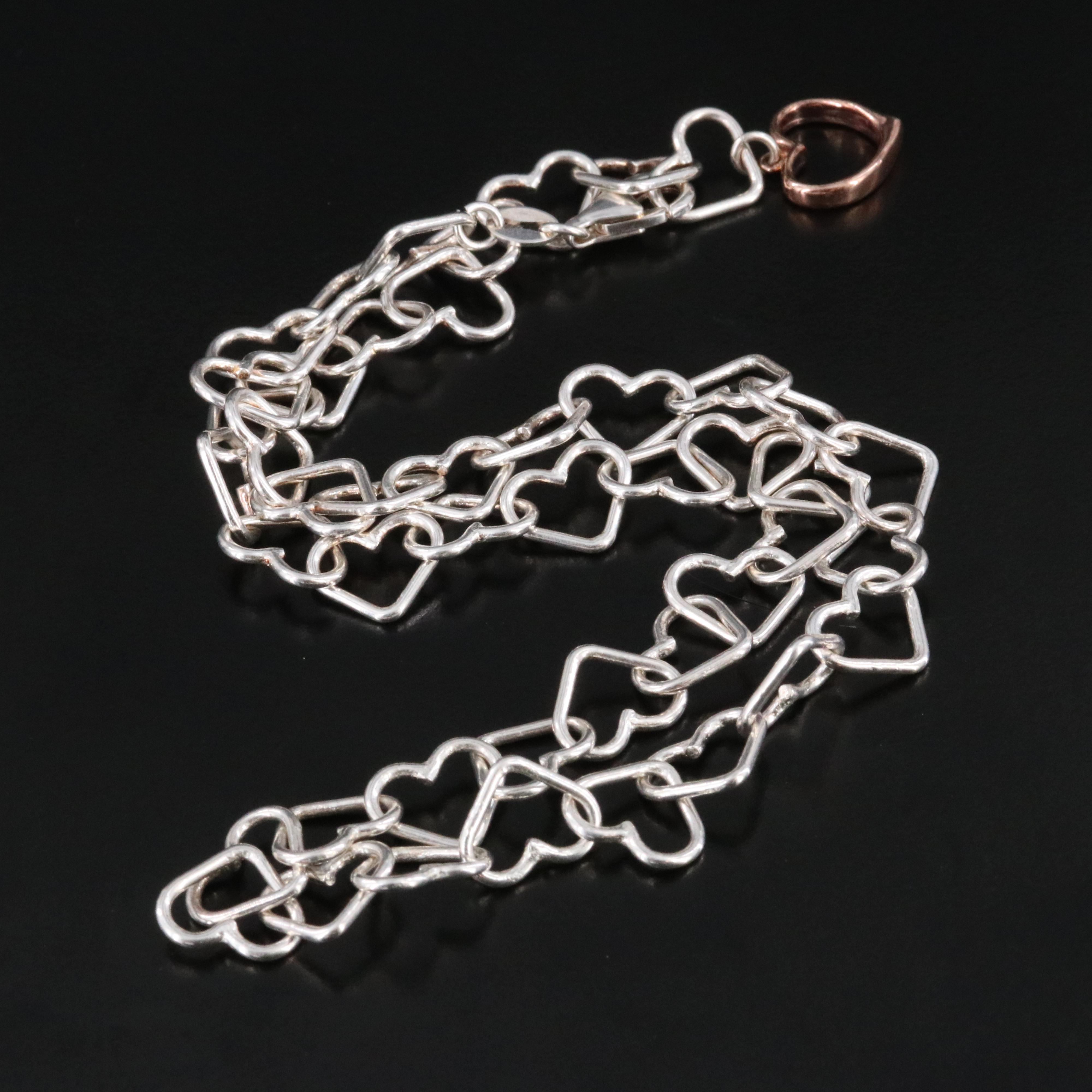 Italian Milor Sterling Heart Link Necklace