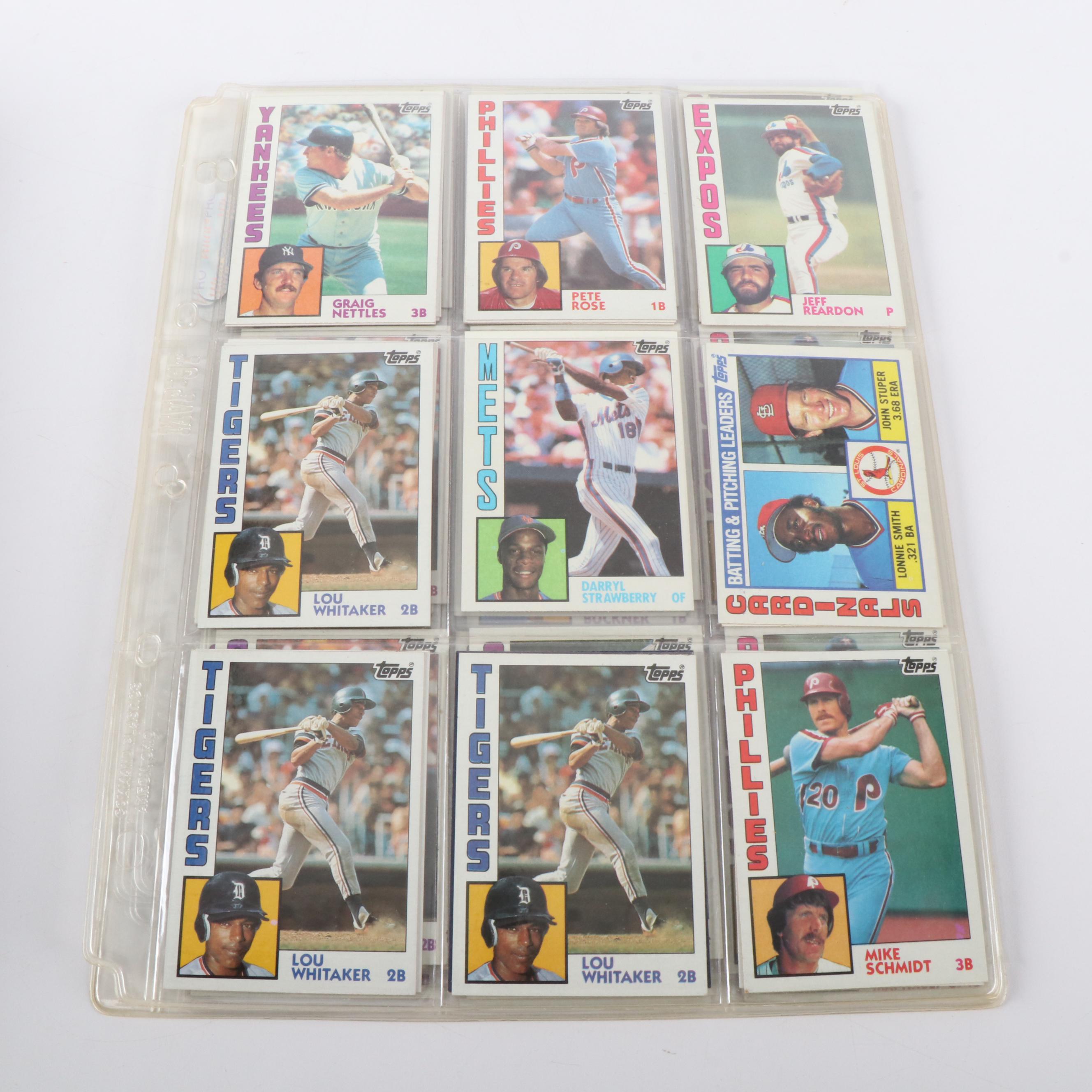1984 Topps Baseball Cards Featuring Don Mattingly and Darryl Strawberry Rookies