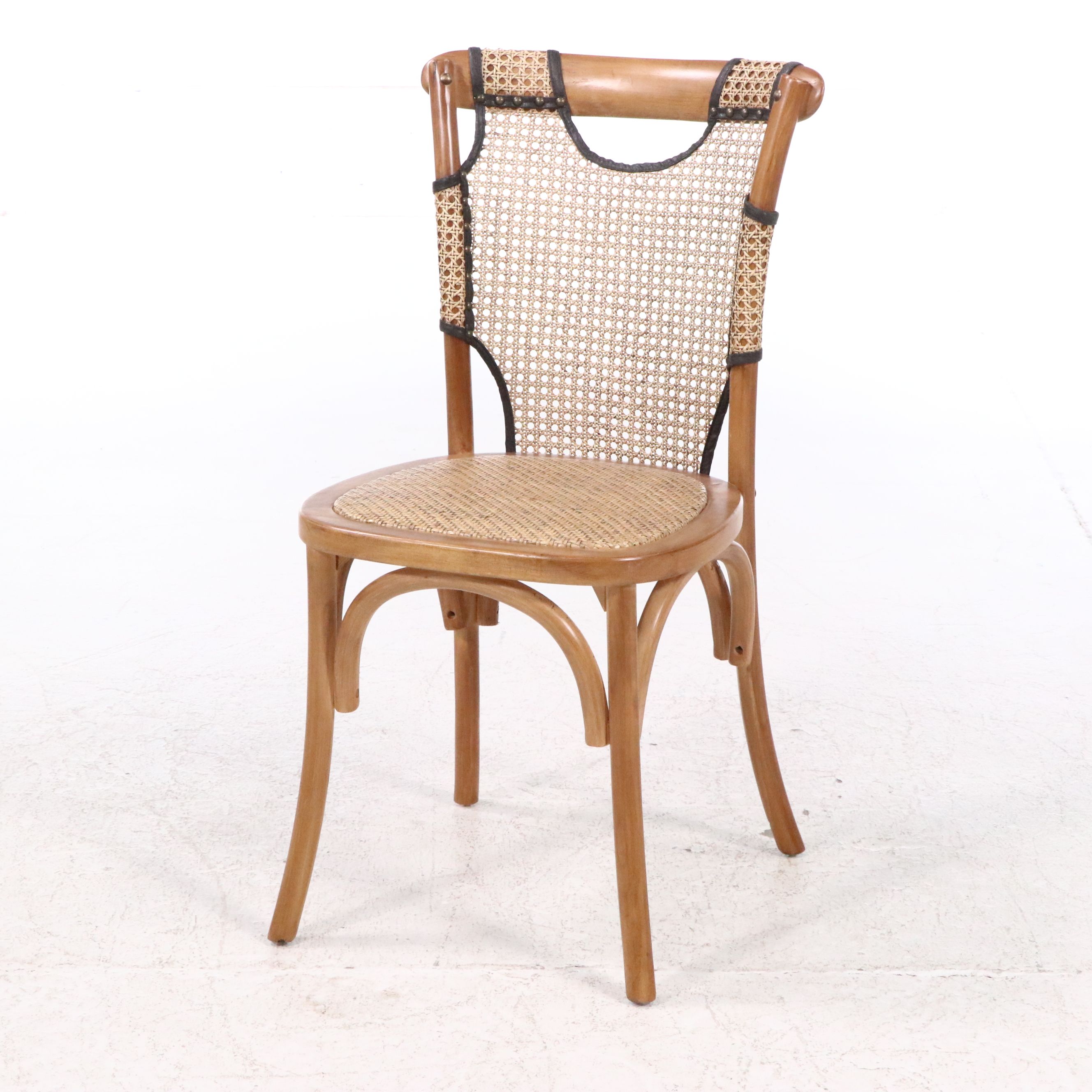 Set of Six Modernist Style Bent Wood and Cane Side Chairs