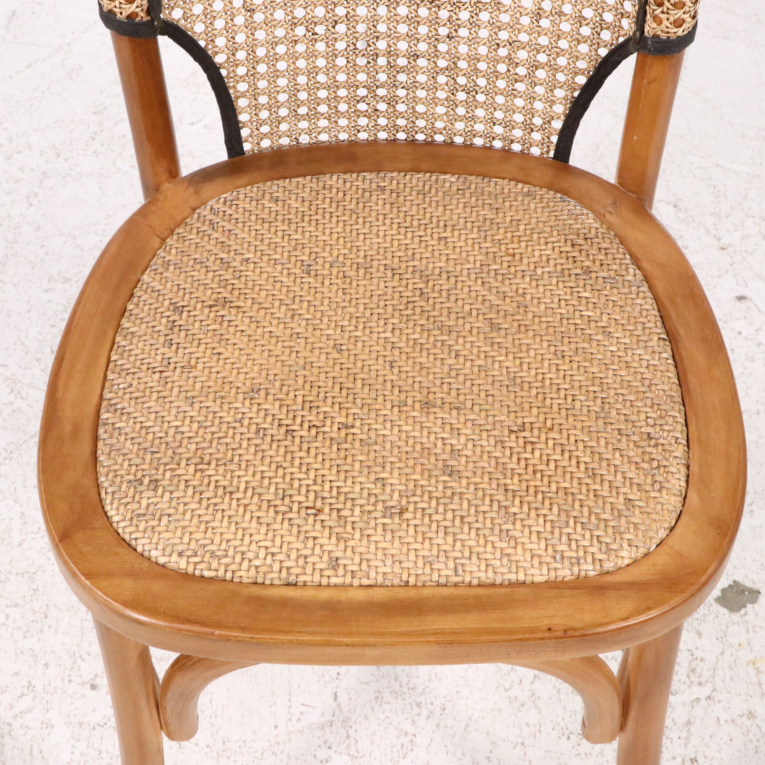 Set of Six Modernist Style Bent Wood and Cane Side Chairs