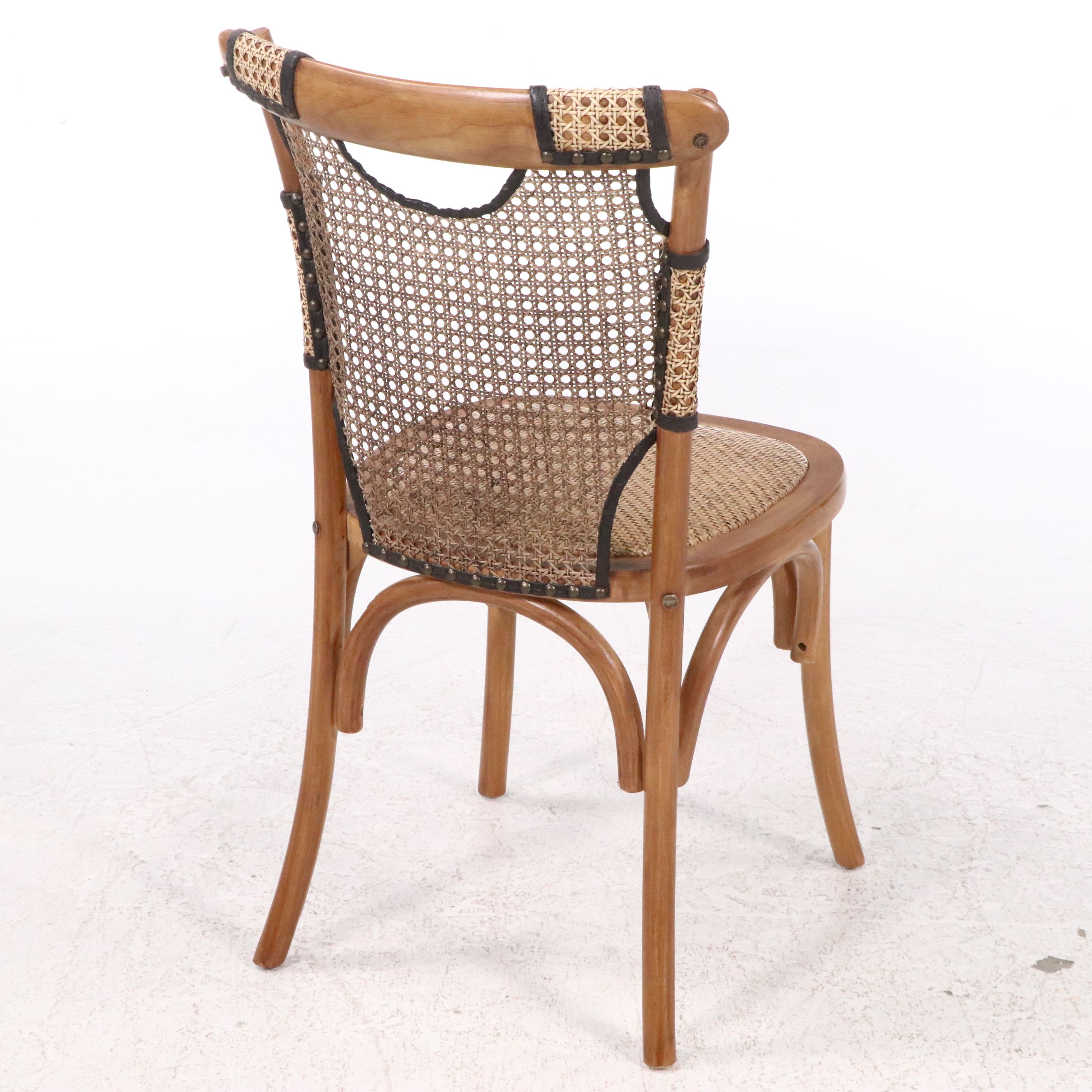 Set of Six Modernist Style Bent Wood and Cane Side Chairs