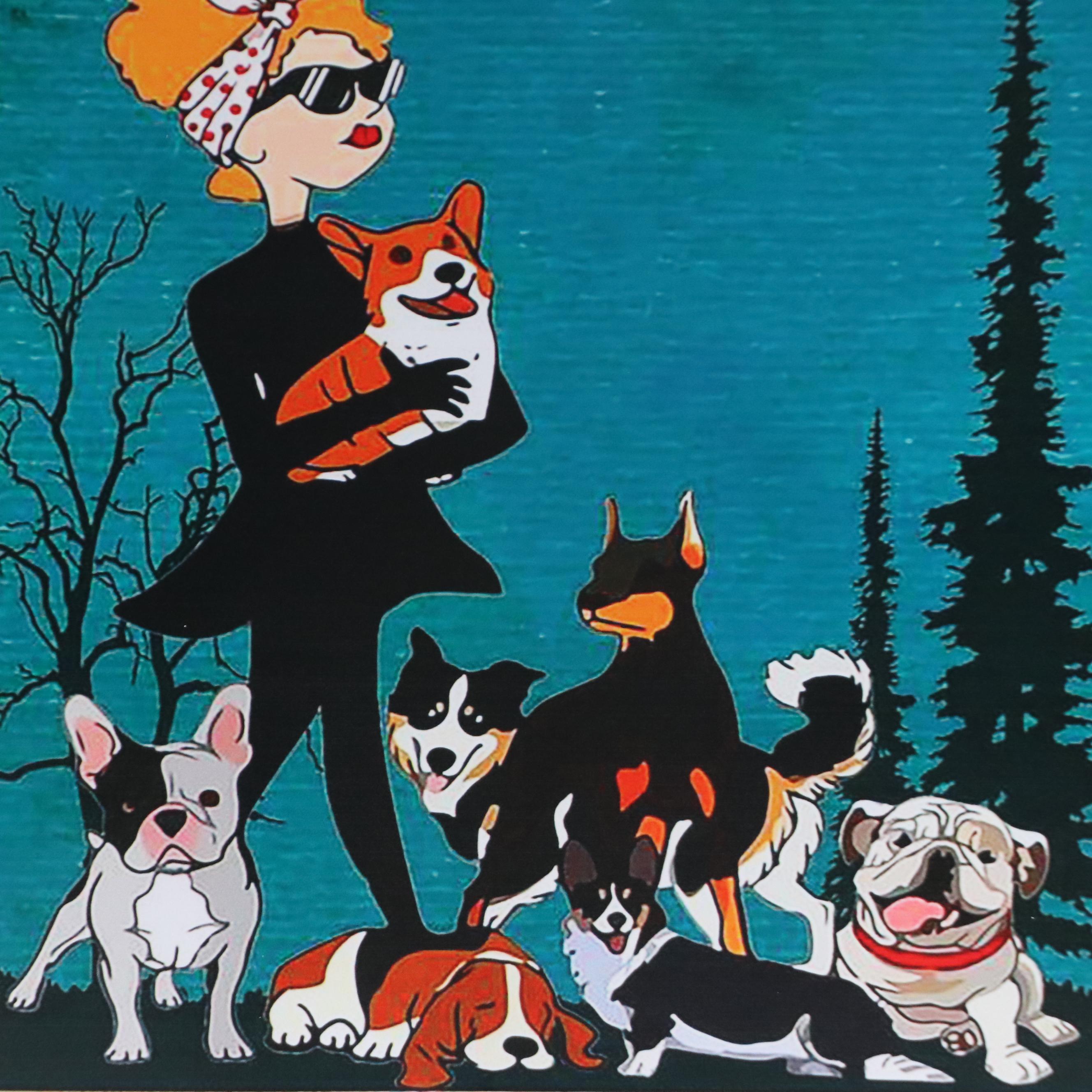 Novelty Cat Giclée "Yes! I Am The Crazy Dog Lady," 21st Century