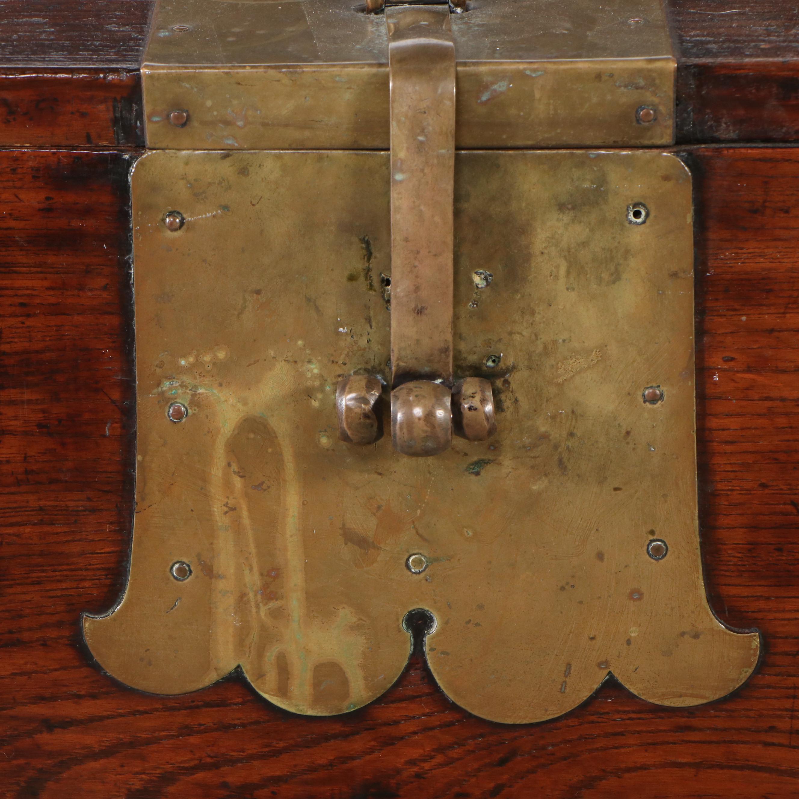 Korean Converted Wooden Chest with Brass Accents