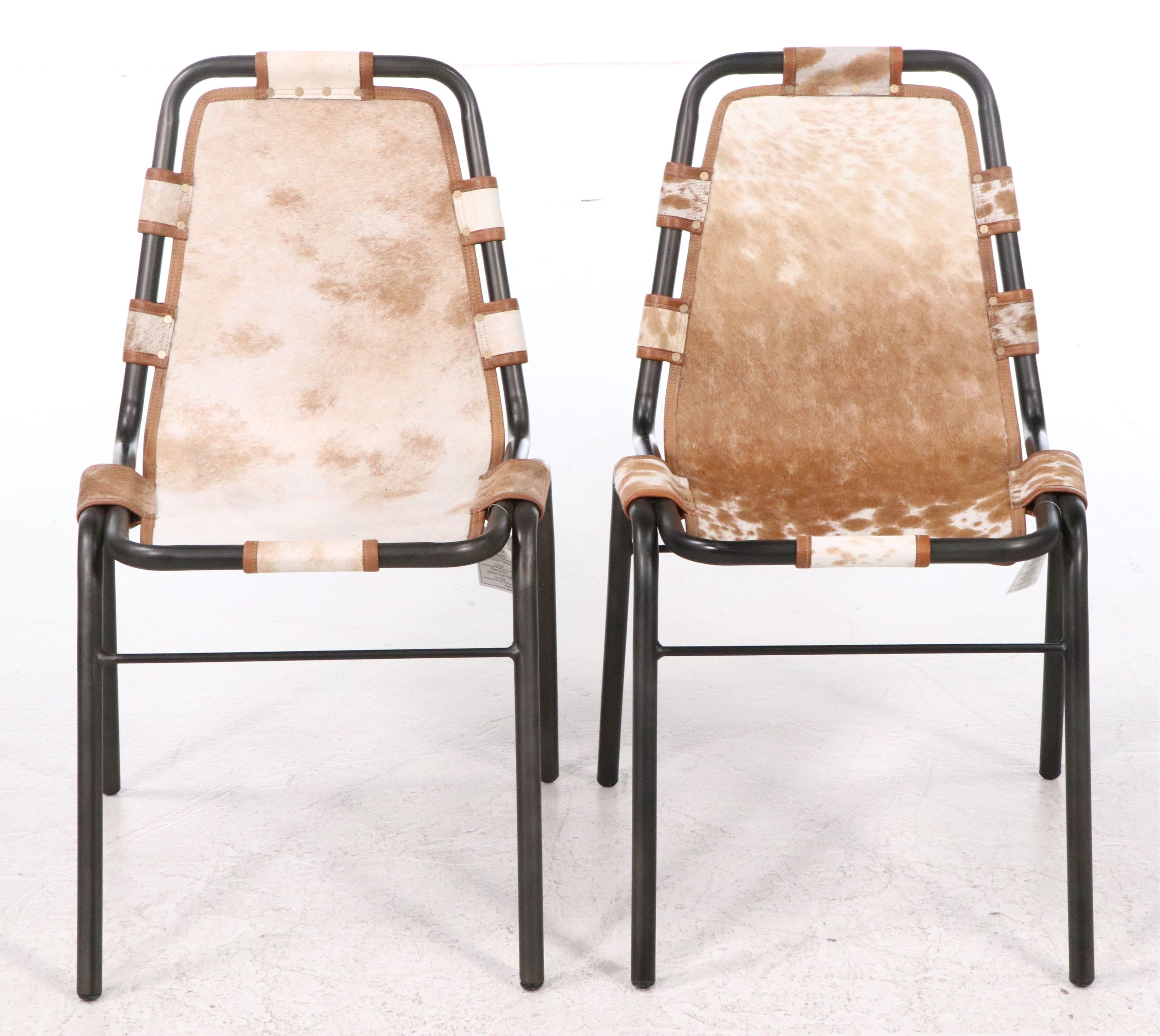 Pair of Blue Ocean Traders "Genoa" Hair on Hide Side Chairs