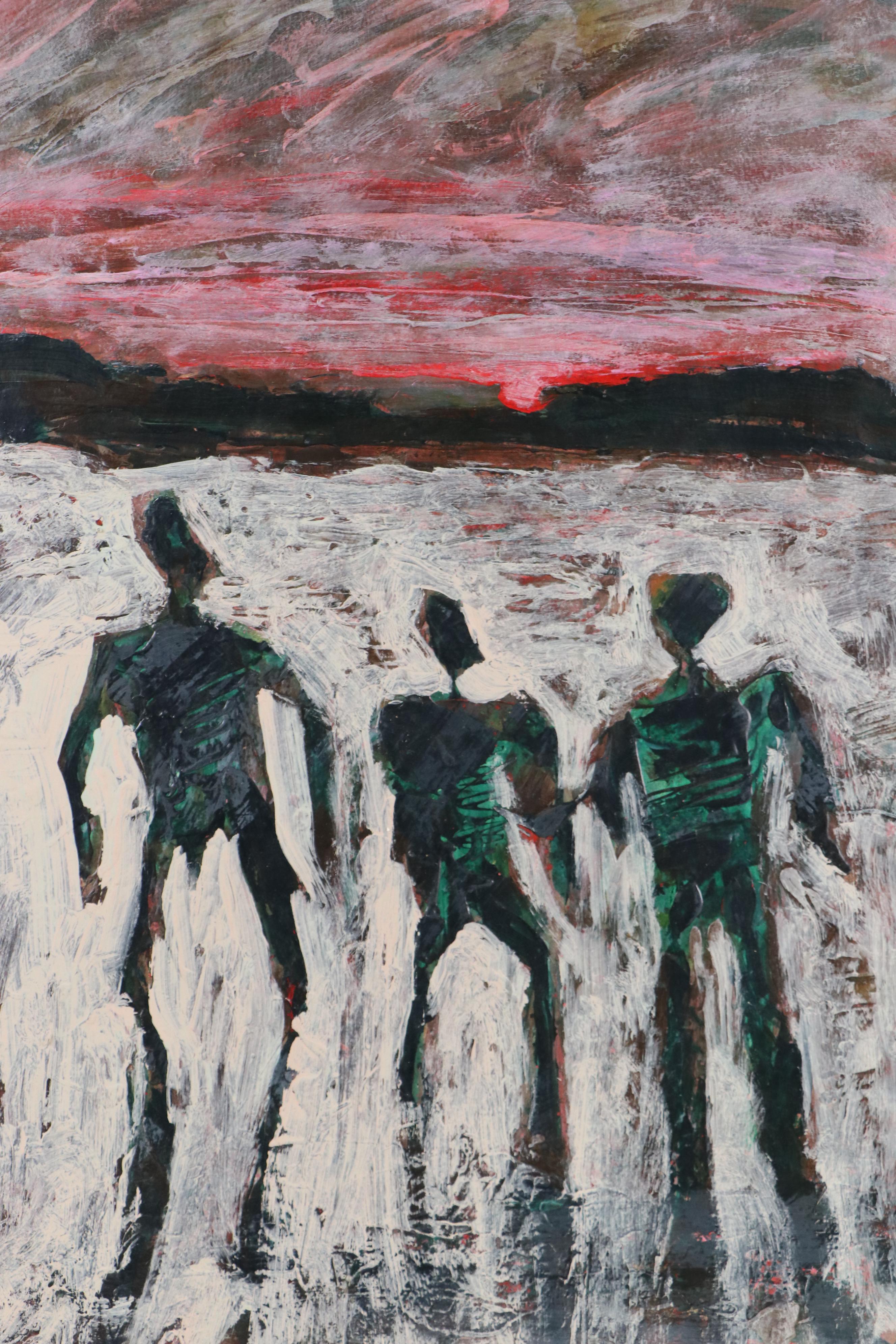 Harry Hilson Modern Figural Oil Painting "Three Wise Men," Late 20th Century