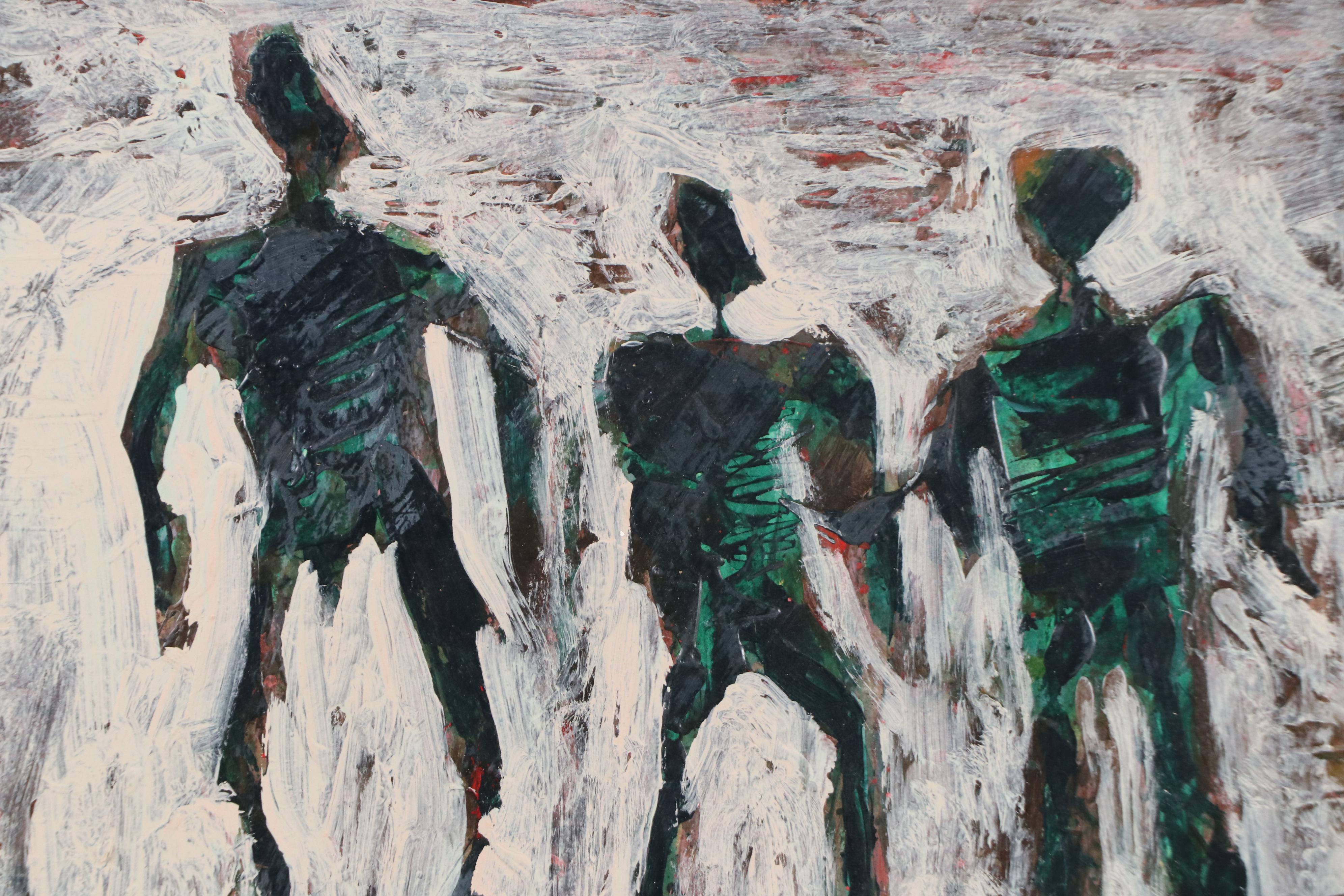 Harry Hilson Modern Figural Oil Painting "Three Wise Men," Late 20th Century