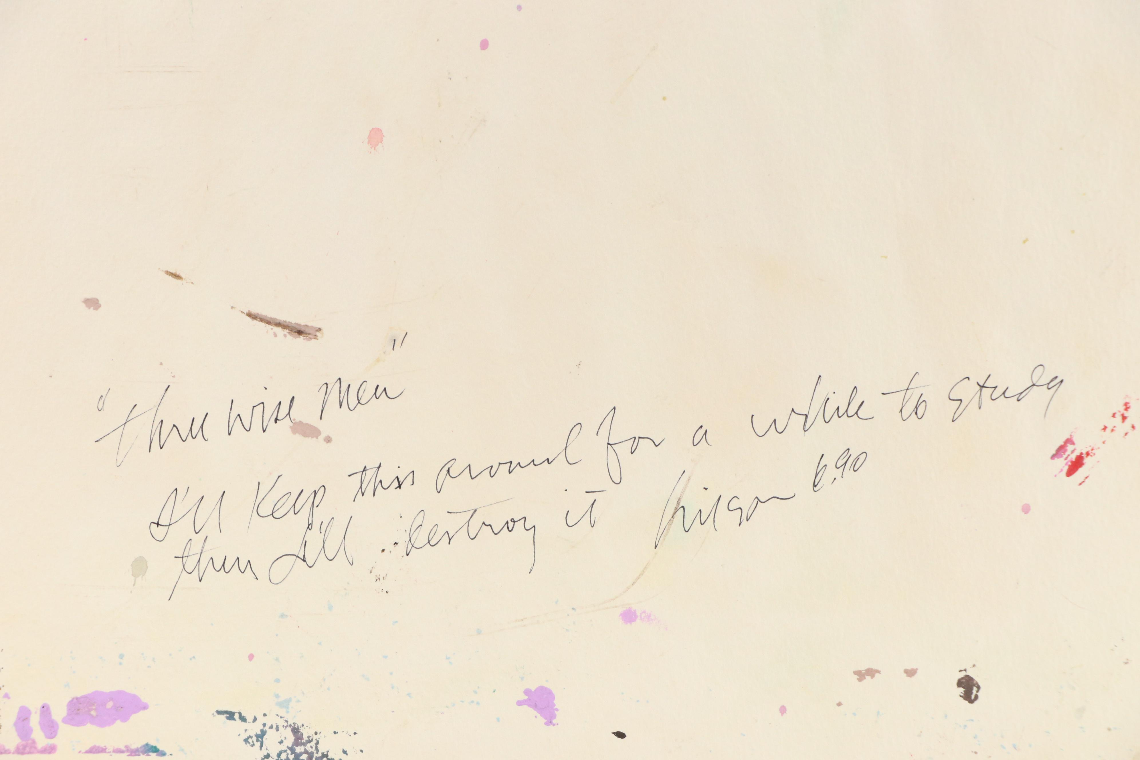 Harry Hilson Modern Figural Oil Painting "Three Wise Men," Late 20th Century