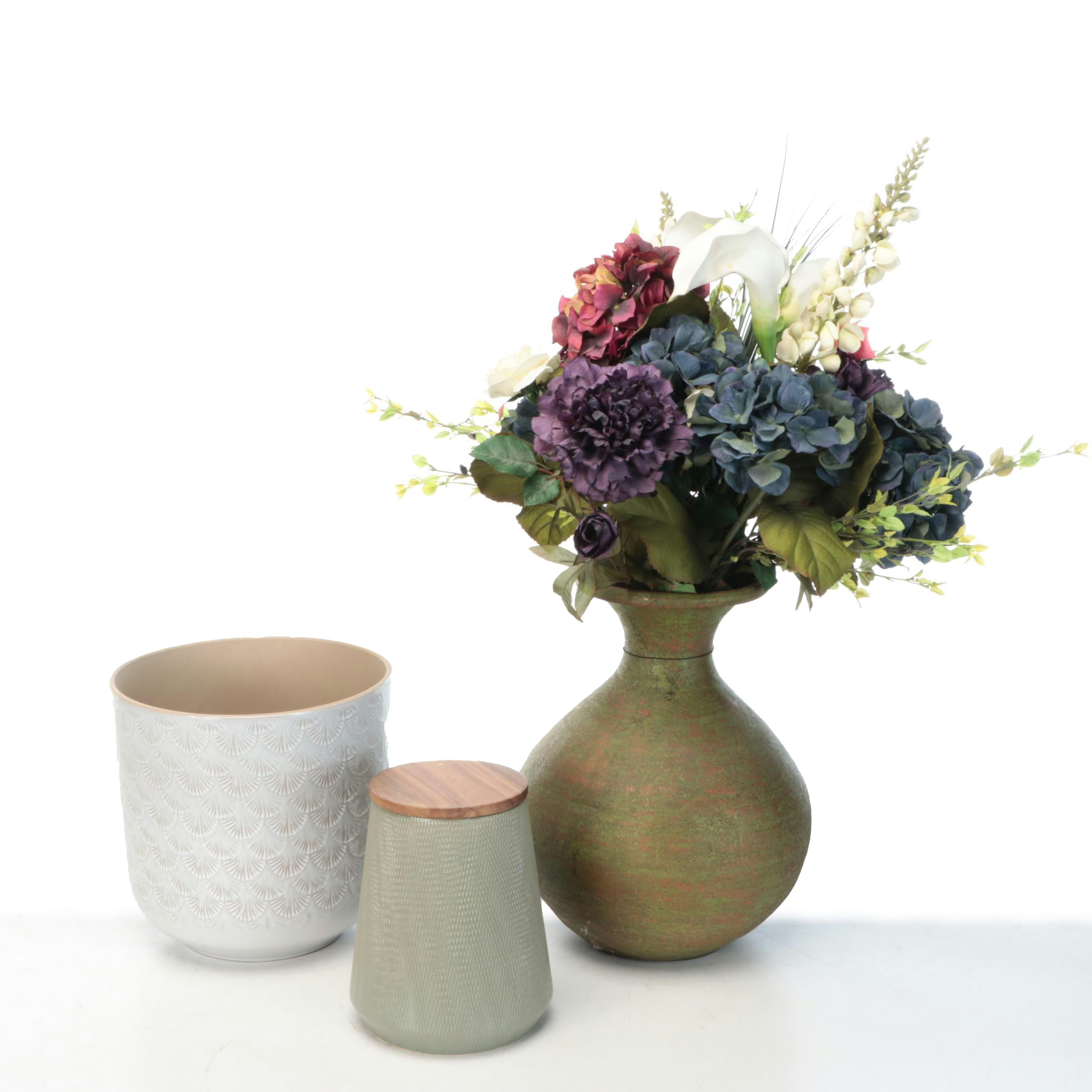 Borral Heira Ceramic Planter, Ceramic Vase, Crate & Barrel Ceramic Canister