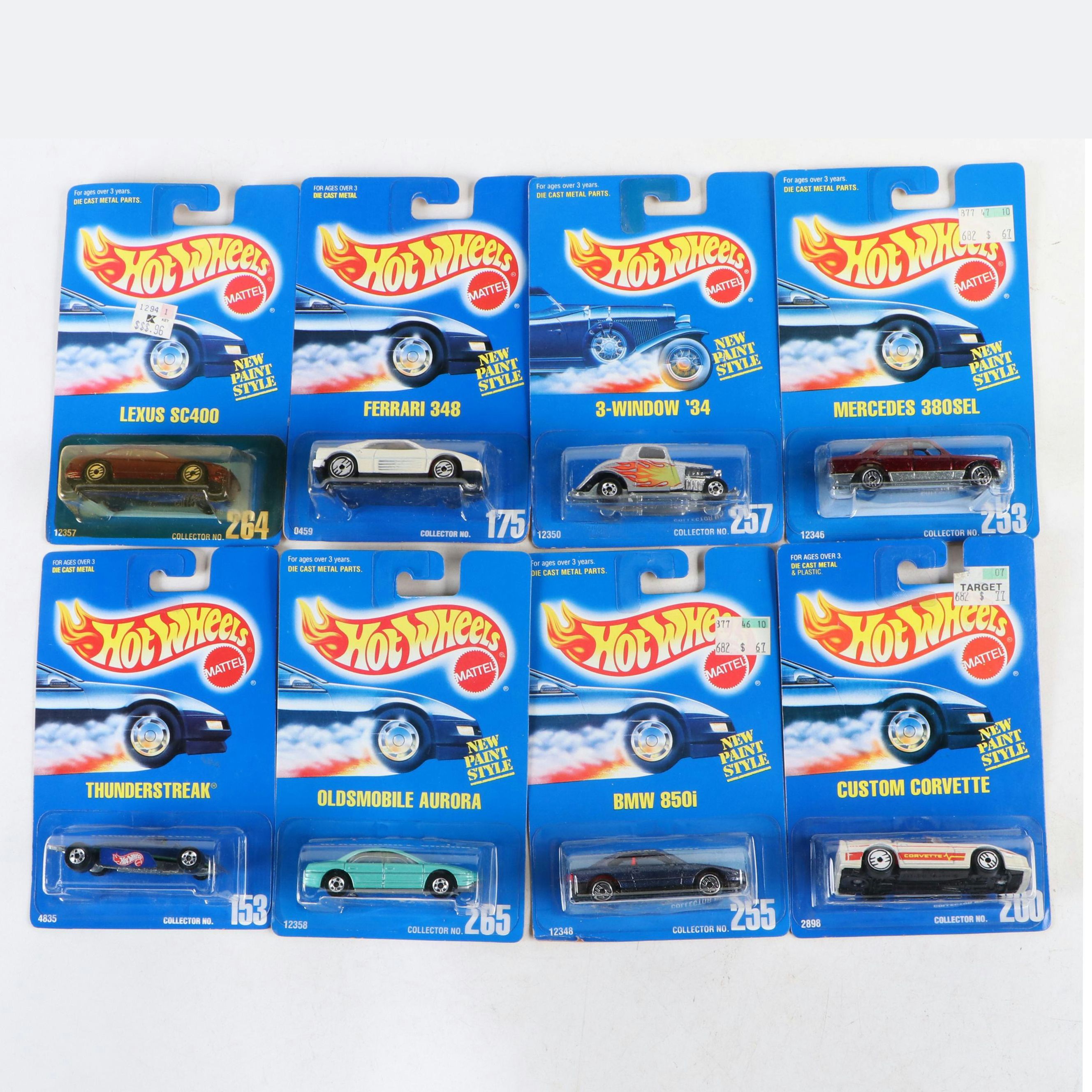 Hot Wheels "3-Window '34," "BMW 350i" and More Blue Back Toy Cars, 1991