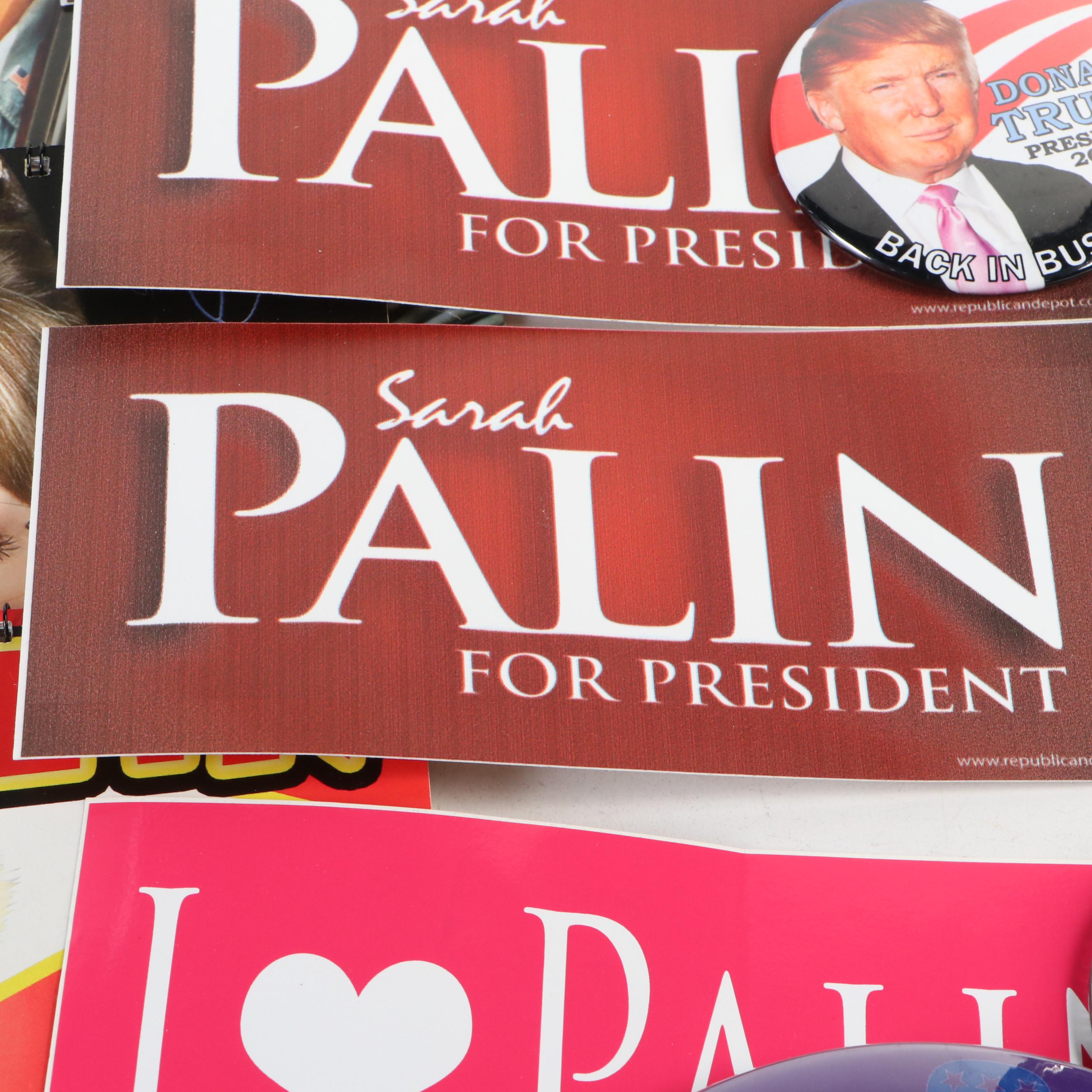 Mitt Romney, Sarah Palin with Other Political Pinbacks, Doll and More