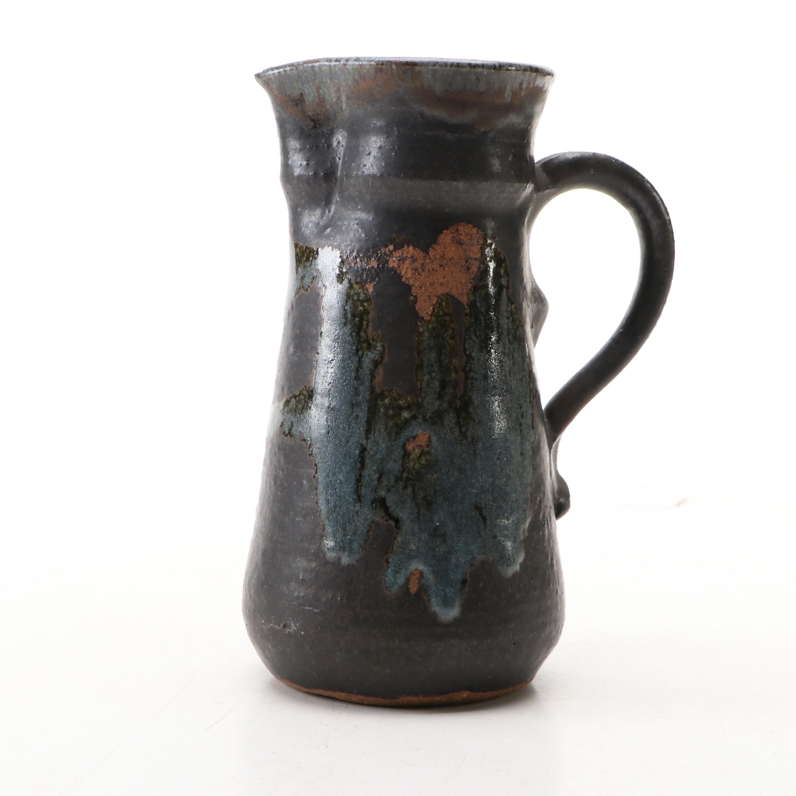 Artisan Made Wheel Thrown Ceramic Pitcher and Bowl