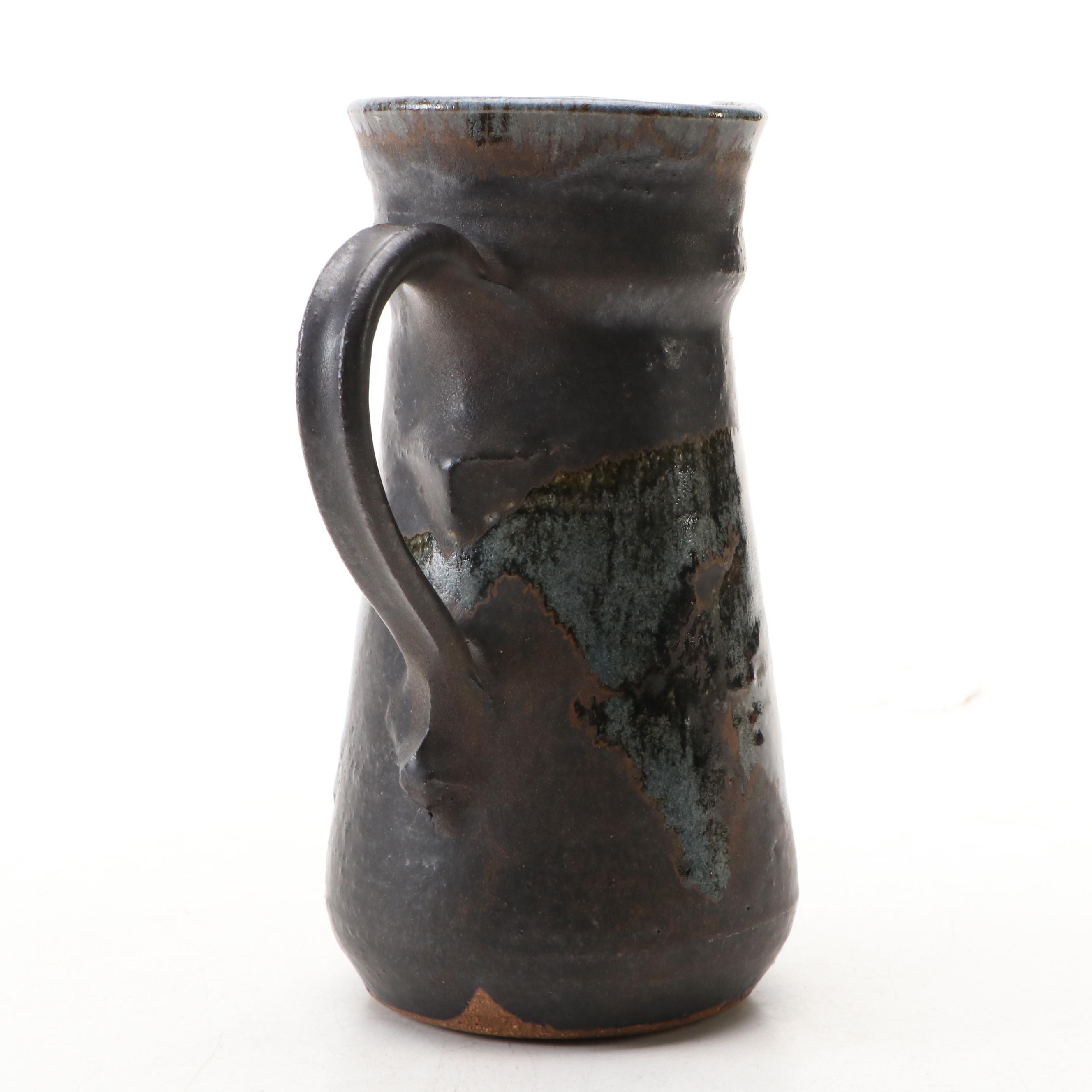 Artisan Made Wheel Thrown Ceramic Pitcher and Bowl