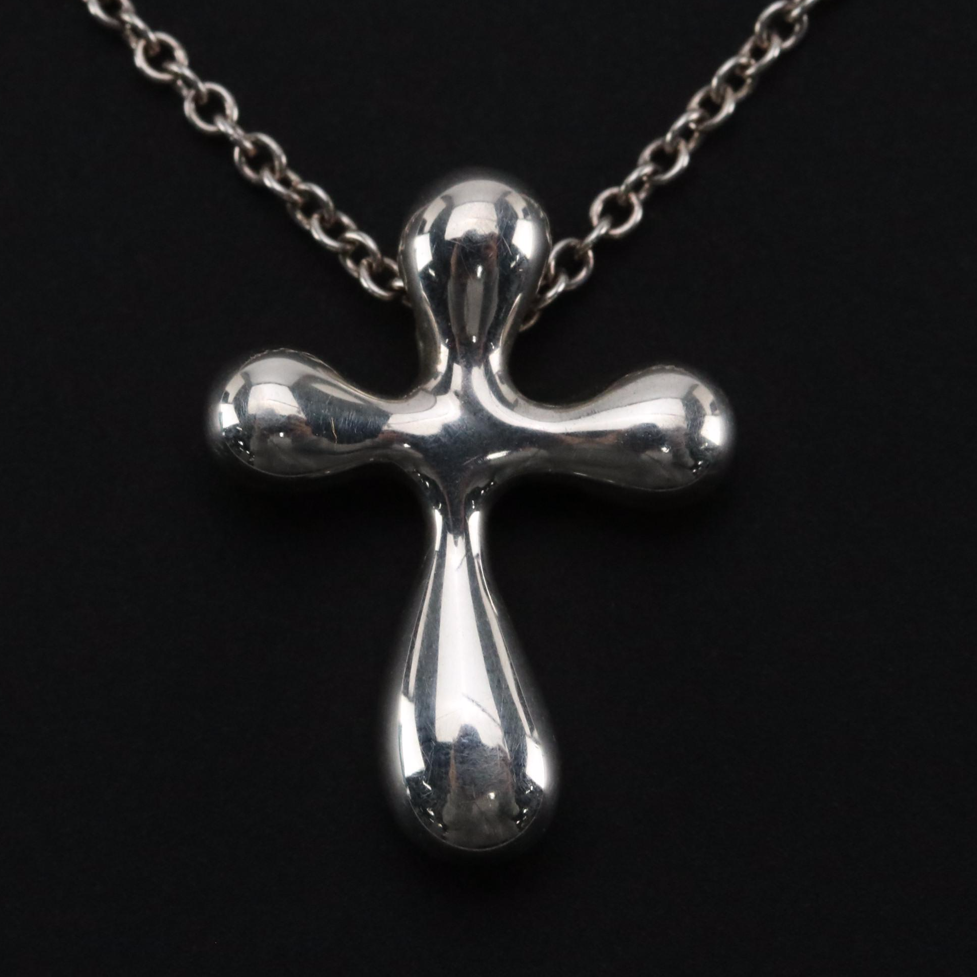 Elsa Peretti for Tiffany & Co. Sterling Cross Pendant Necklace in Box