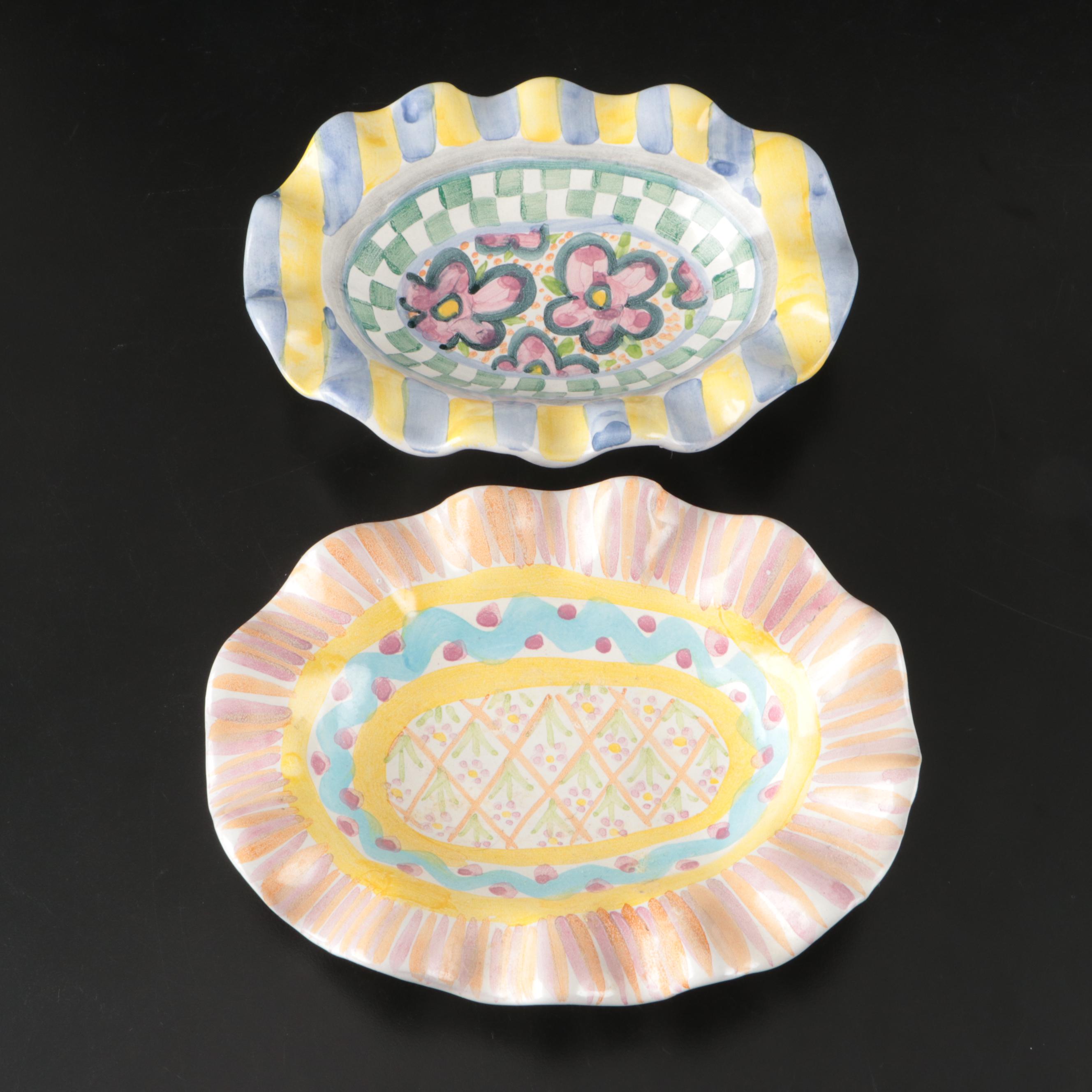 MacKenzie-Childs "Myrtle" and "Summer Frock" Ceramic Oval Dishes
