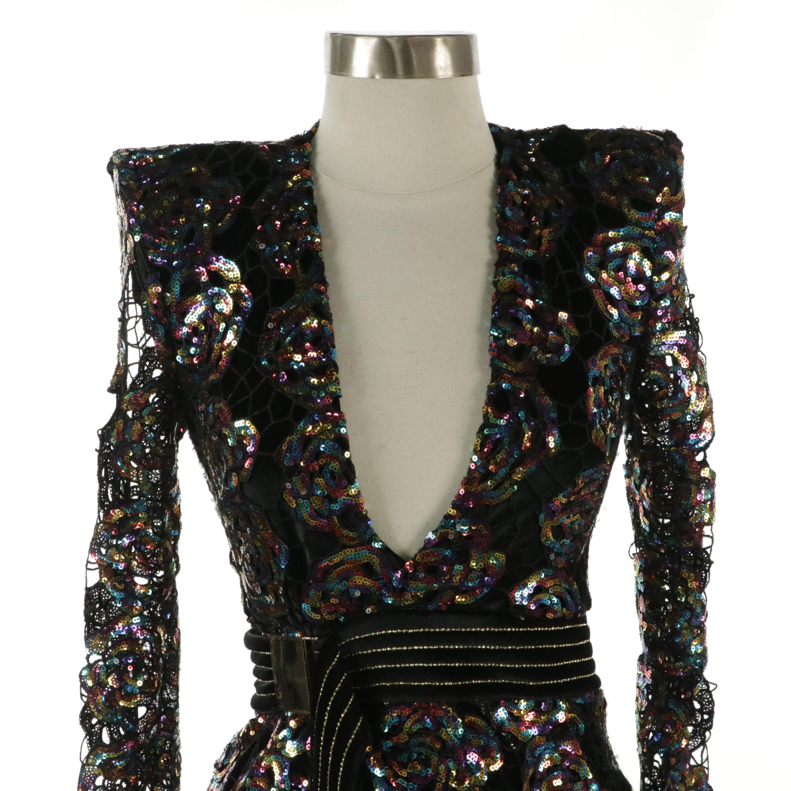 Zhivago Miami Nights and Spirit Animal Double Breasted Sequin Mini Wrap Dresses