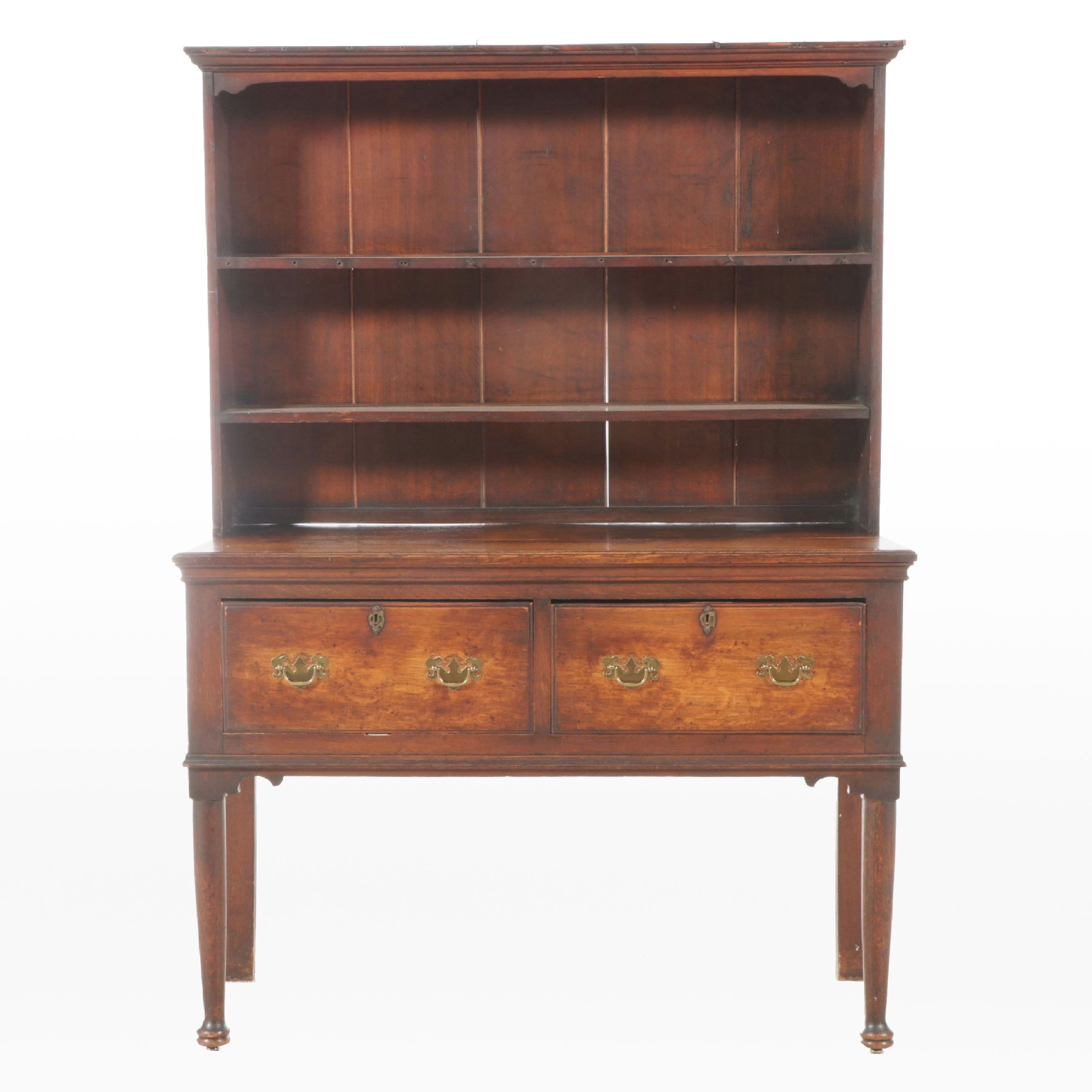 English Georgian Oak Welsh Dresser, 18th–Early 19th Century