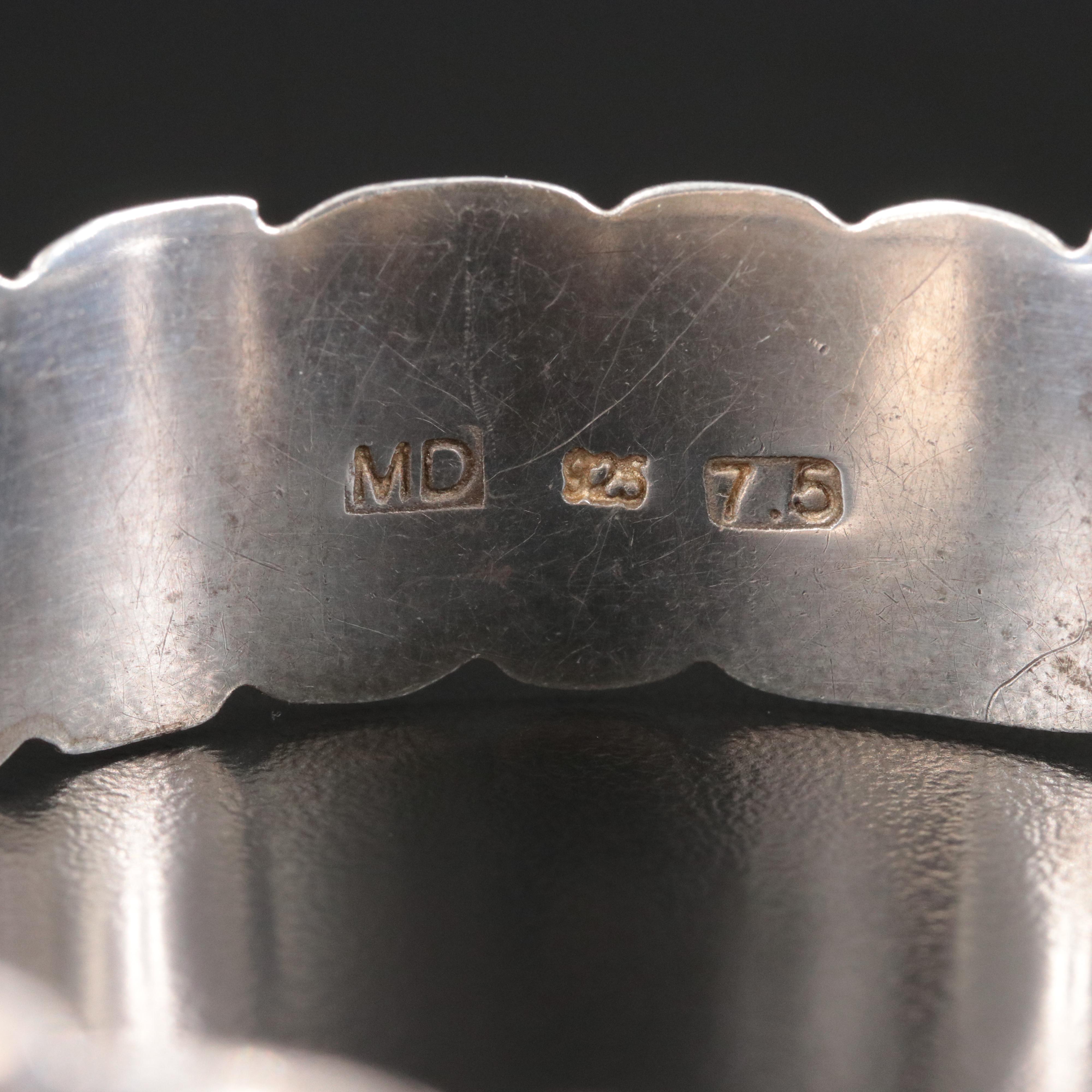 Sterling Etched Flower Bangle