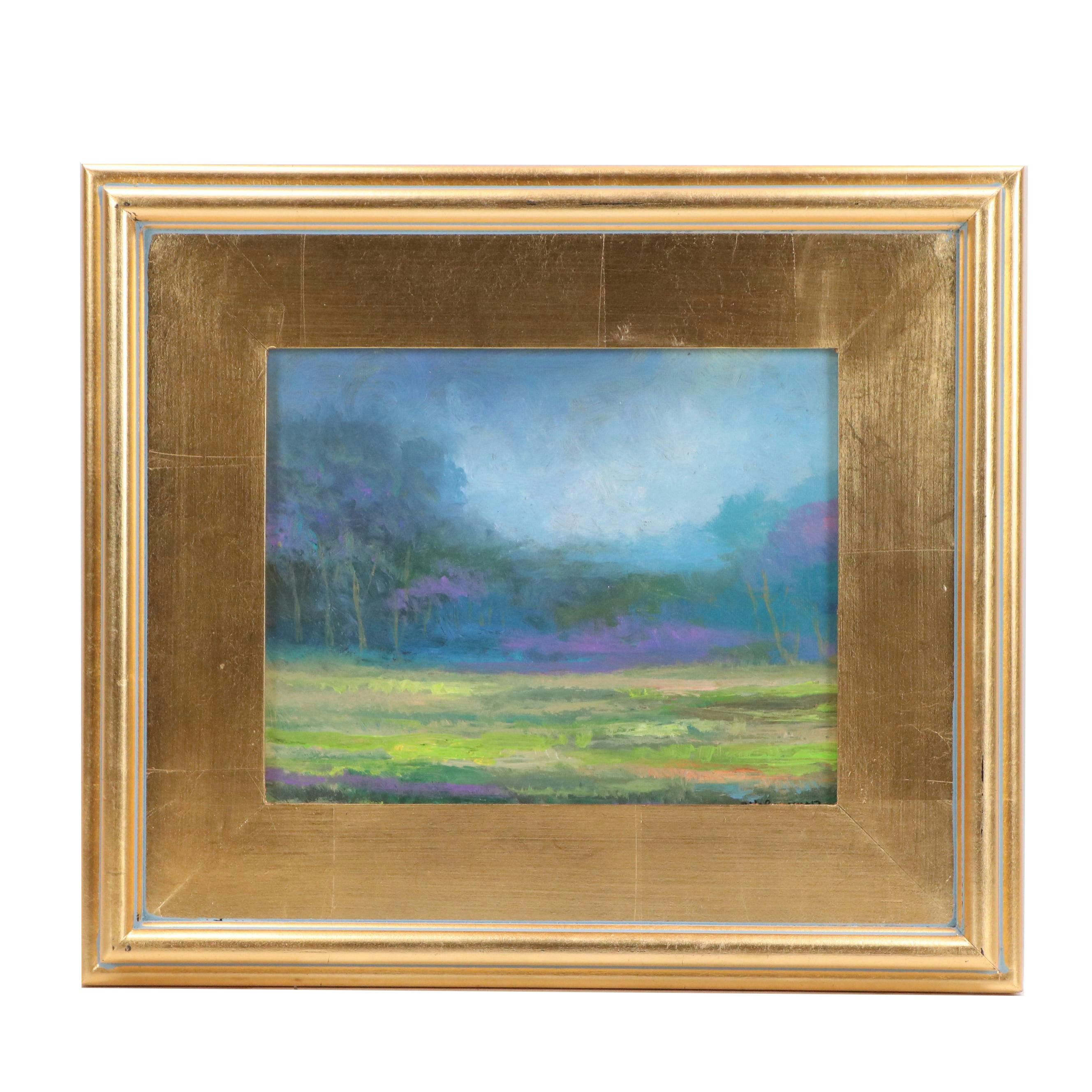 Misty Landscape Oil Painting, 21st Century