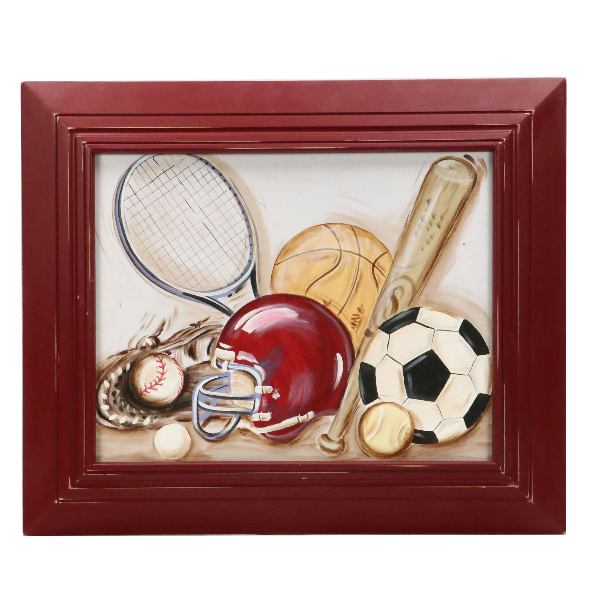 Reesa Qualia Stylized Acrylic Painting "Varsity Gear," 21st Century