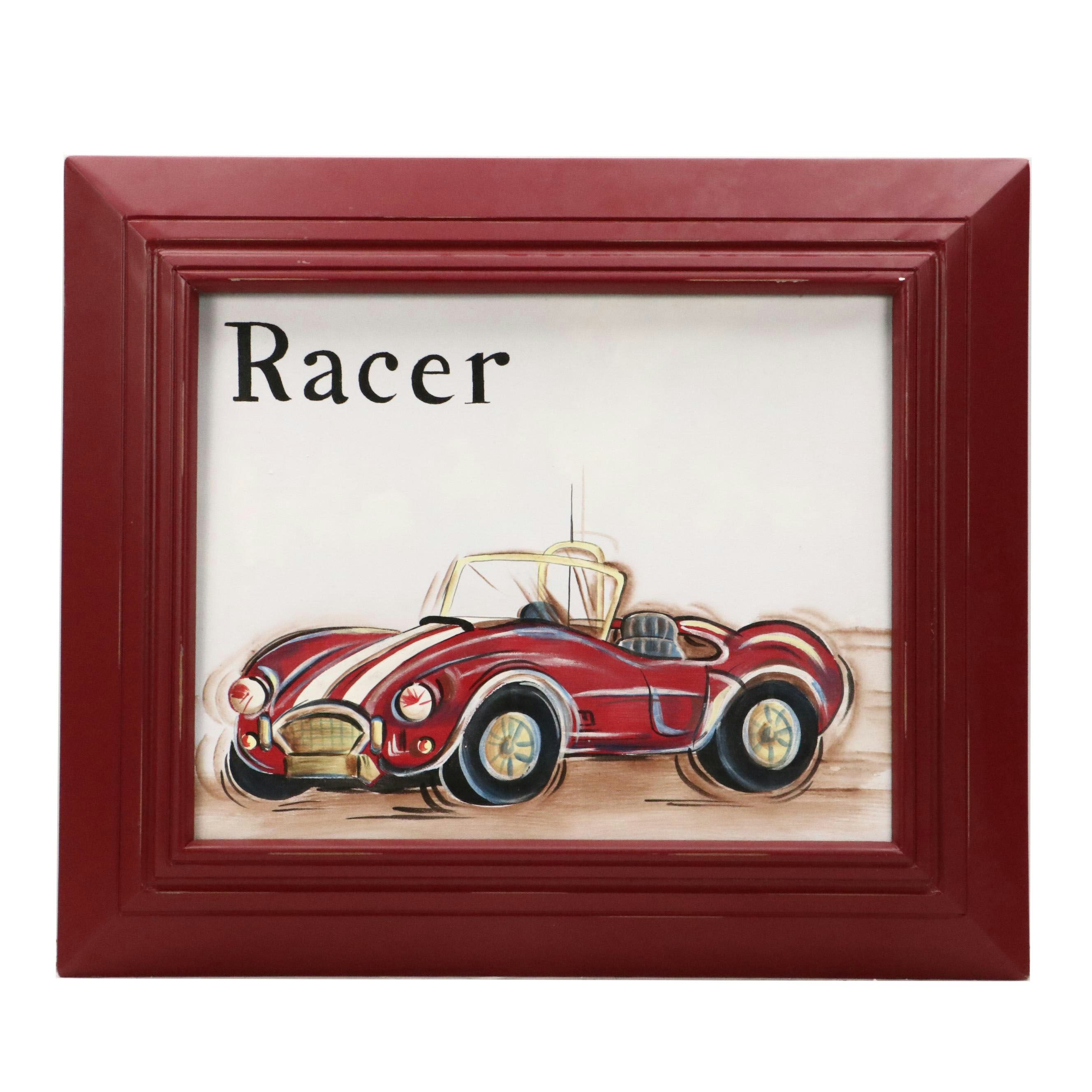 Reesa Qualia Stylized Acrylic Painting of Car "Racer," 21st Century