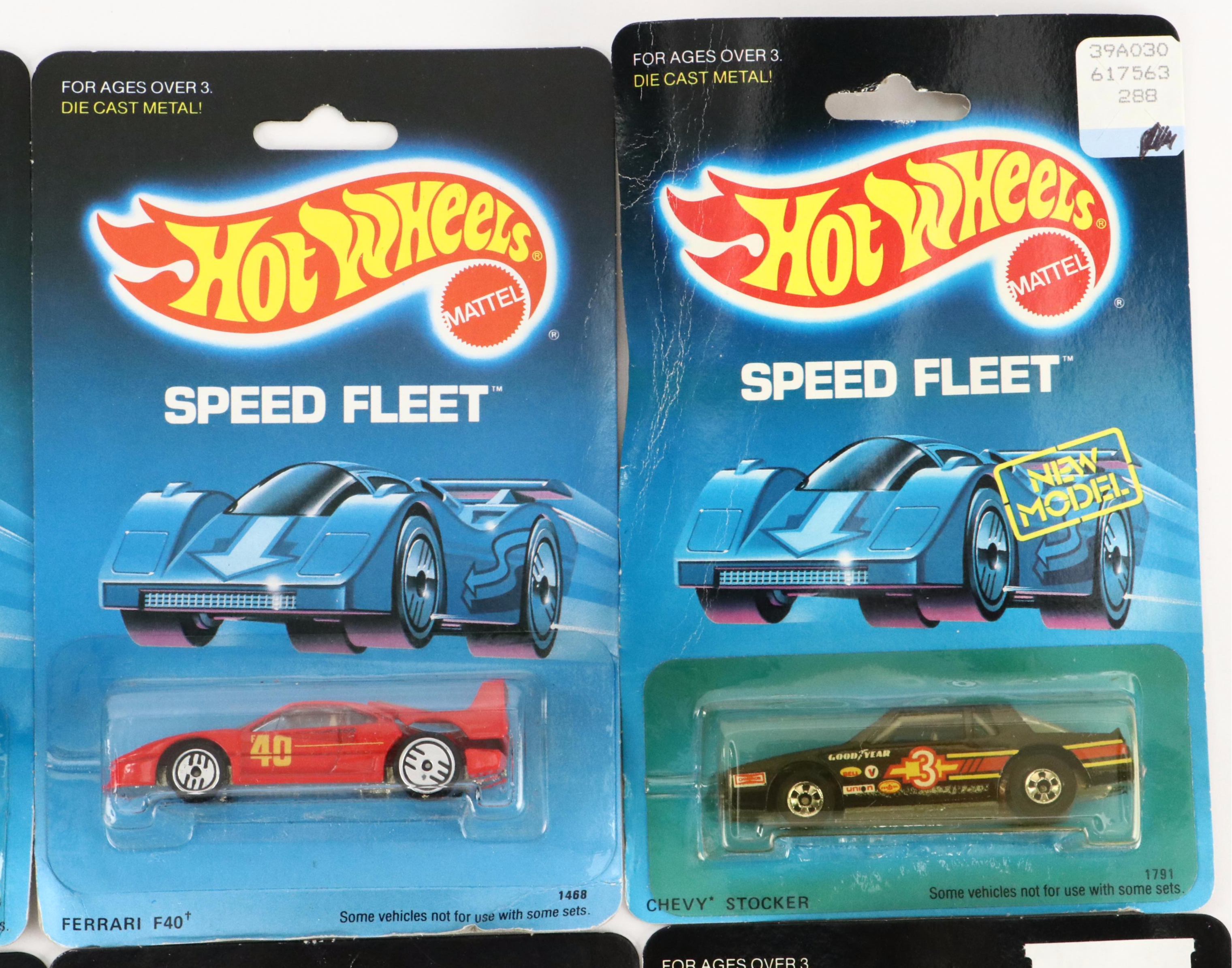 Hot Wheels "Ferrari F40" and More Speed Fleet Blue Back Toy Cars, 1988