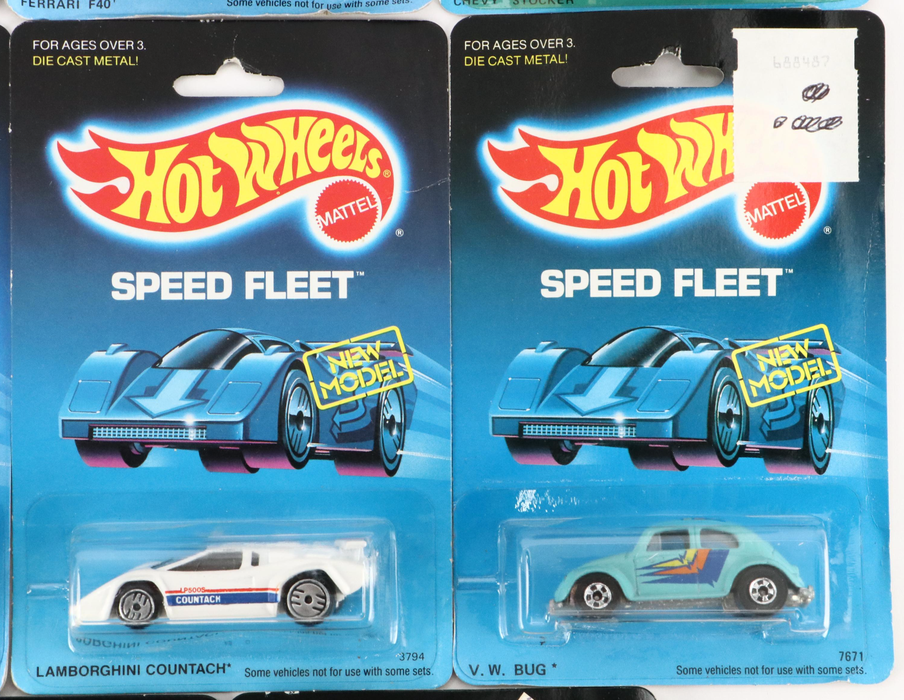 Hot Wheels "Ferrari F40" and More Speed Fleet Blue Back Toy Cars, 1988