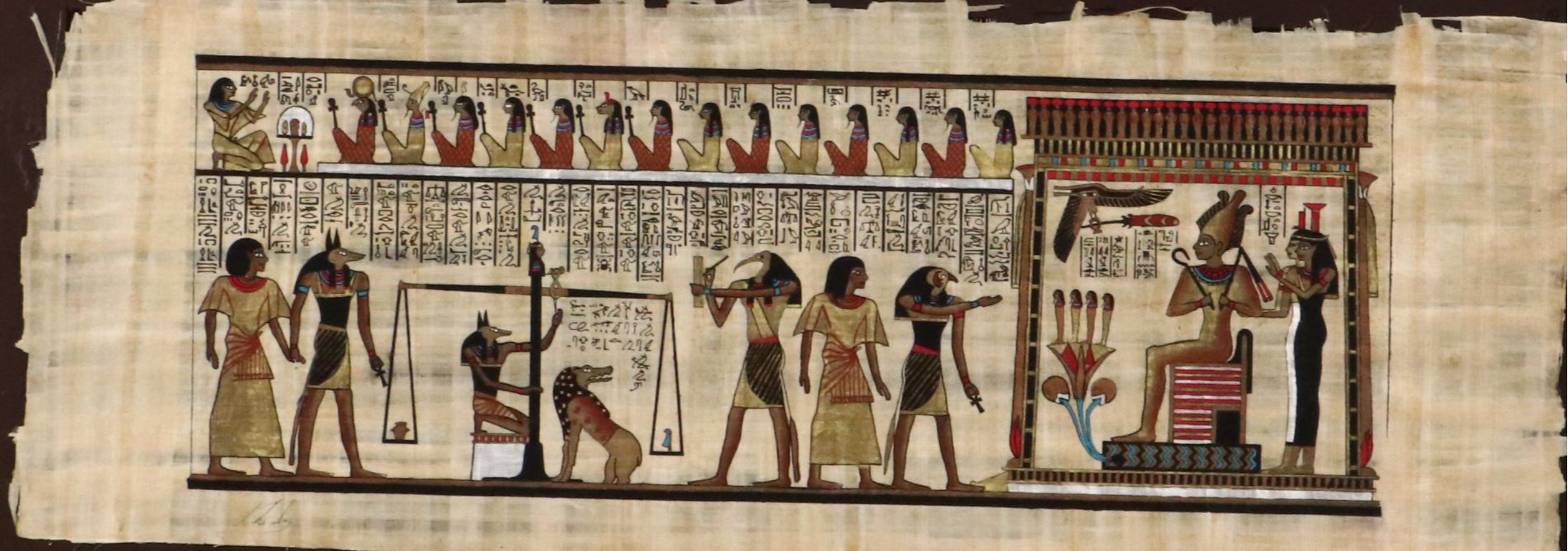 Kheder Papyrus Painting Inspired by "Book of the Dead," Late 20th Century