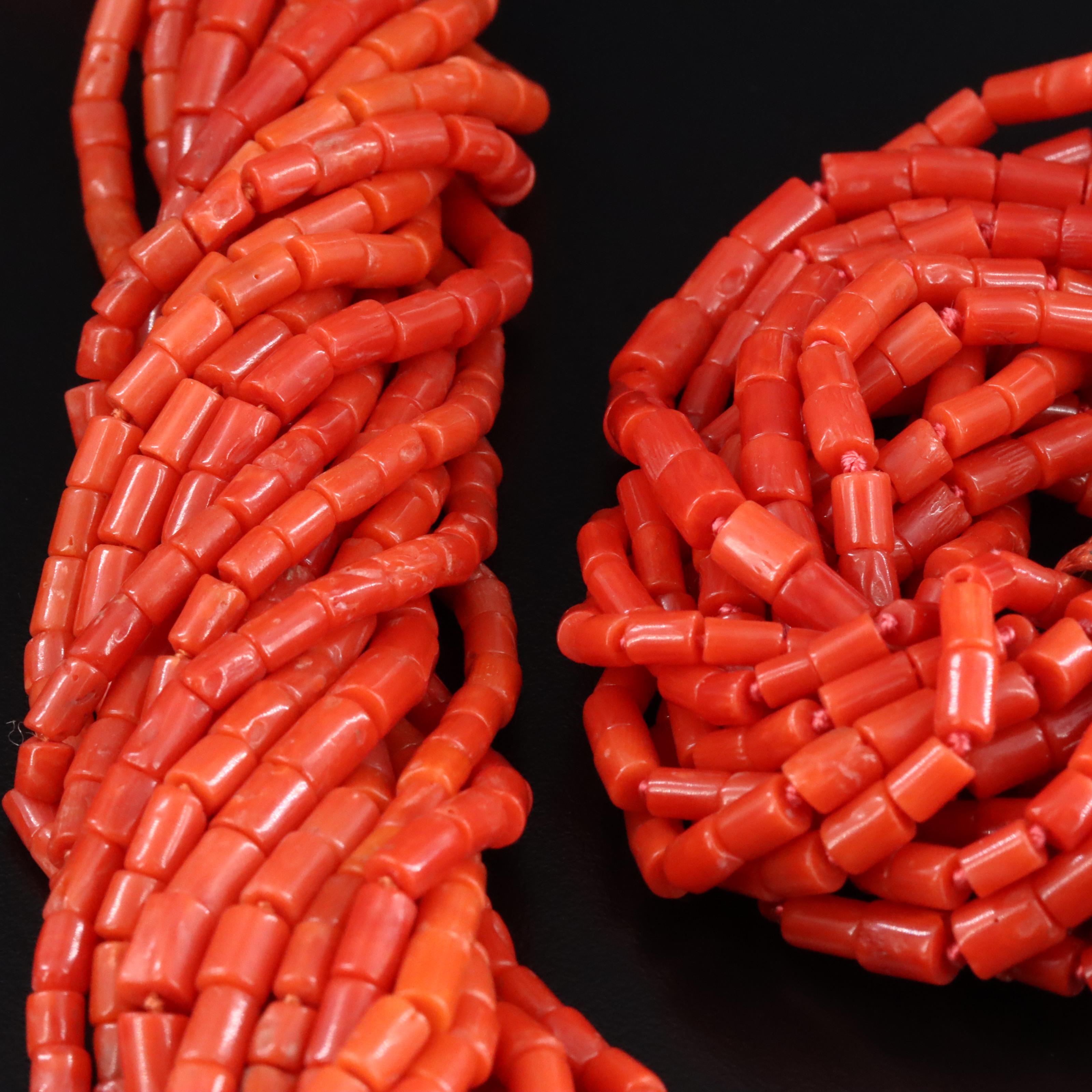 14K Coral and 6.23 CTW Diamond Torsade Necklace and Bracelet Set