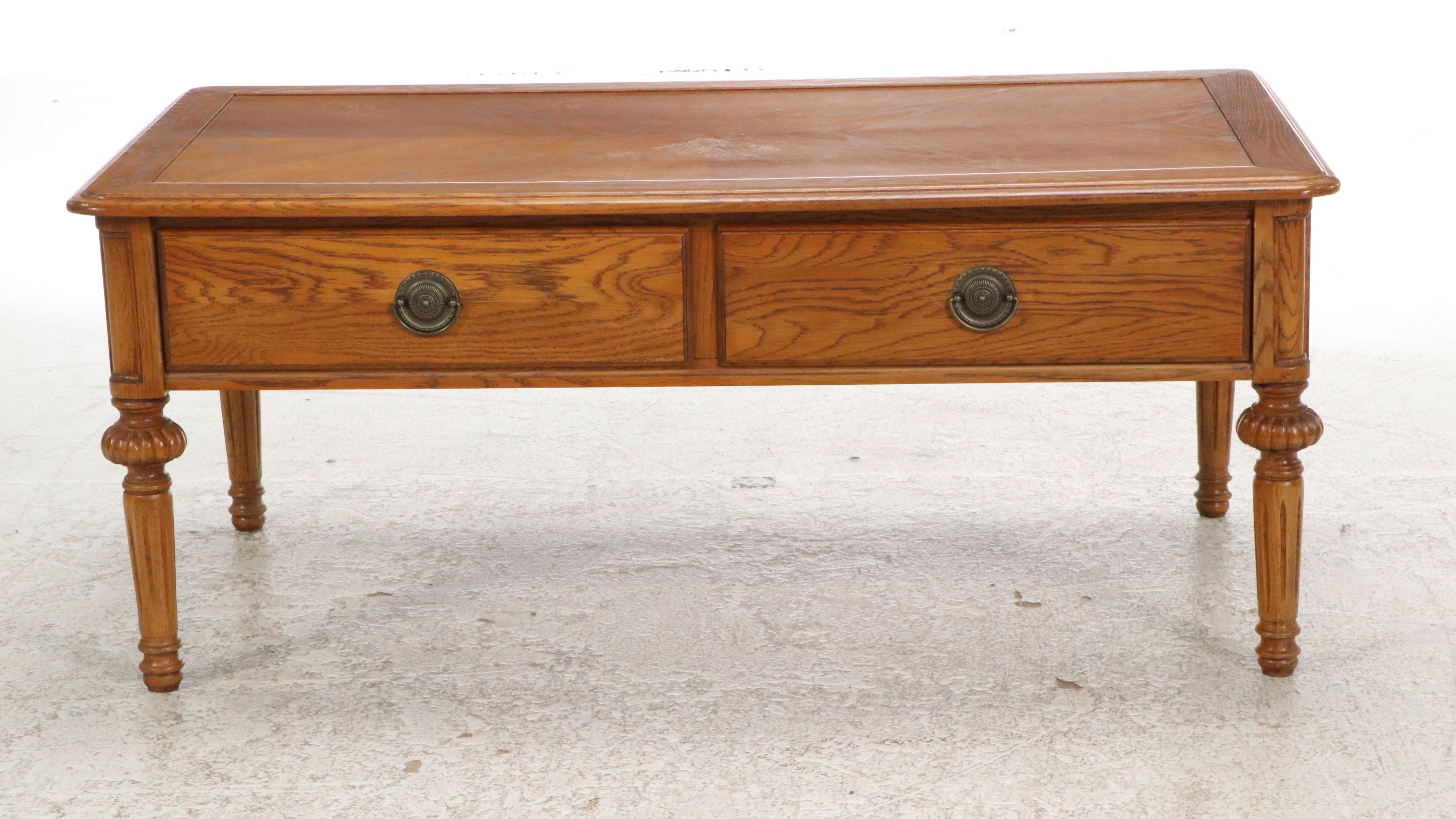 Colonial Style Oak Coffee and End Tables, Mid–Late 20th Century