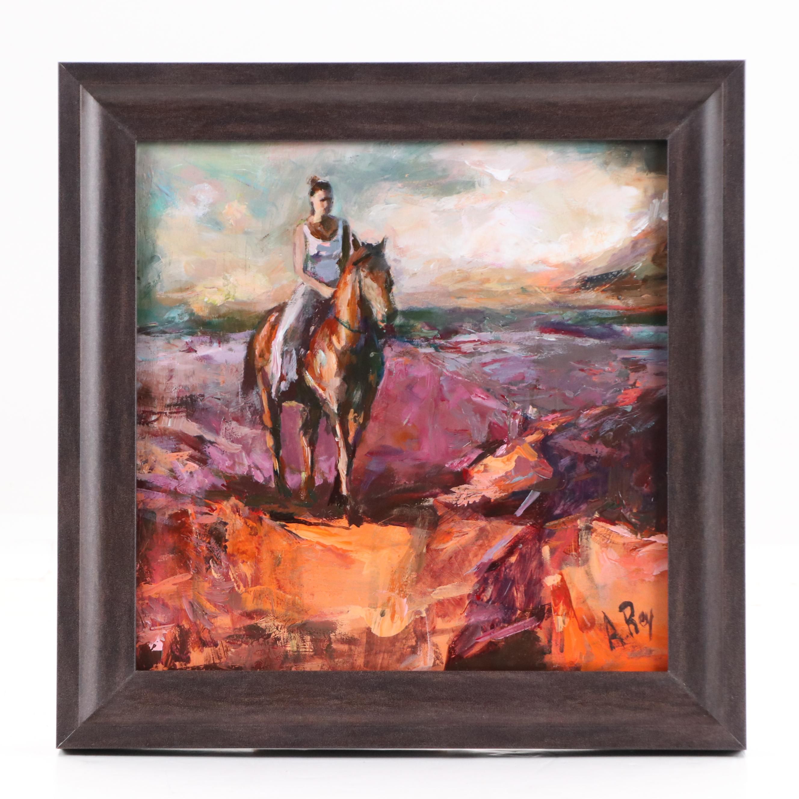 Agnes Rey Western Genre Landscape Oil Painting "Voyage," 2025