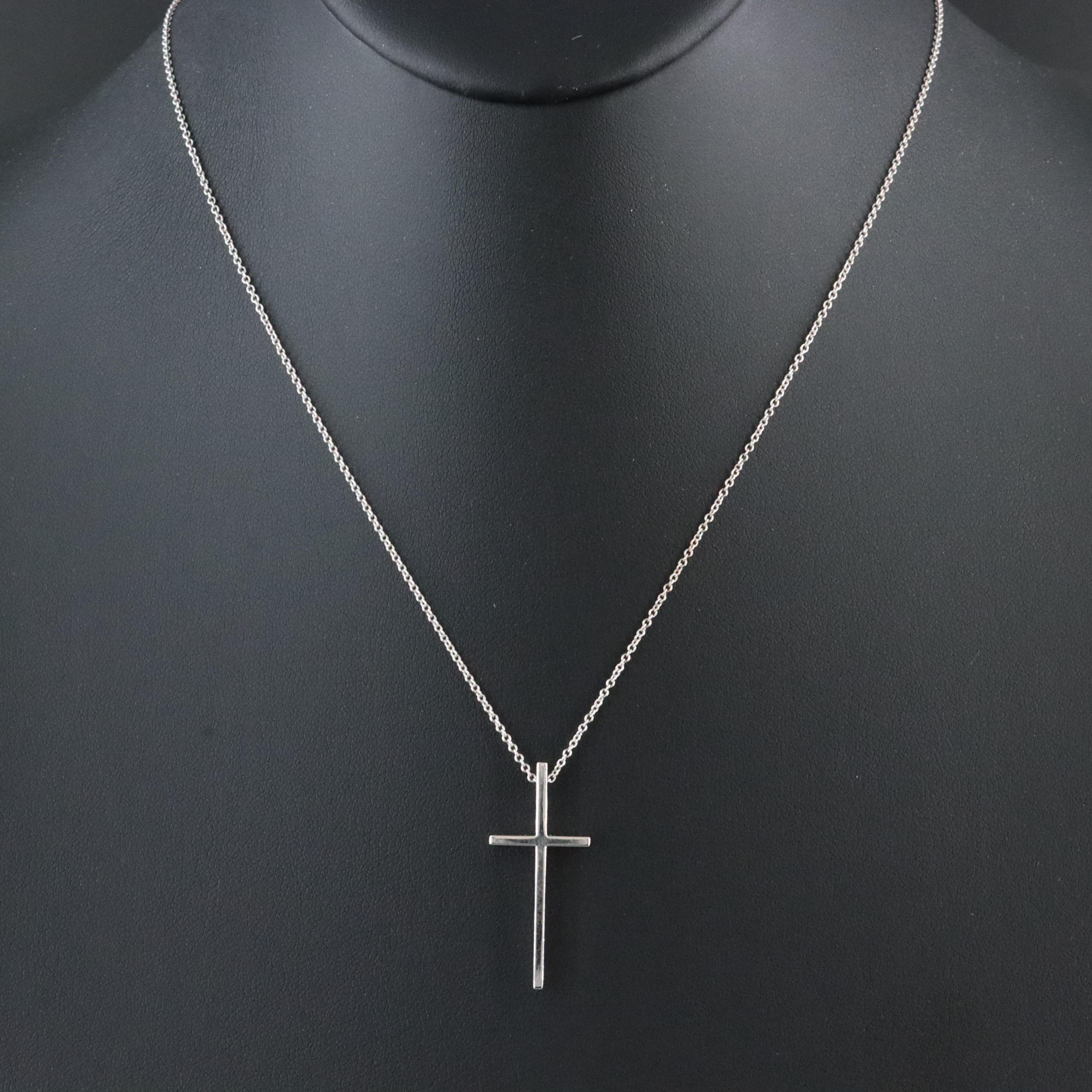 Tiffany & Co. Metro 18K Cross Necklace