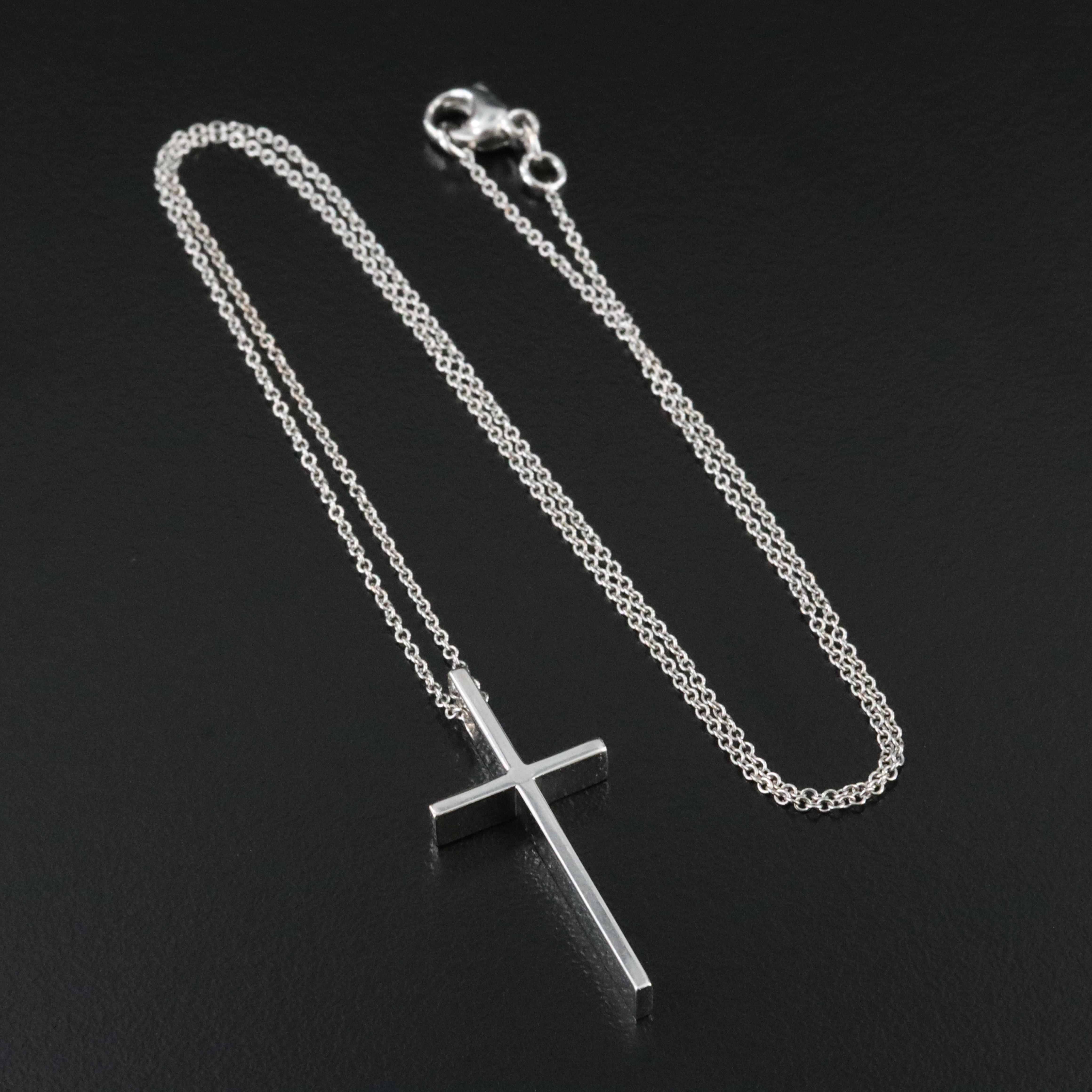 Tiffany & Co. Metro 18K Cross Necklace
