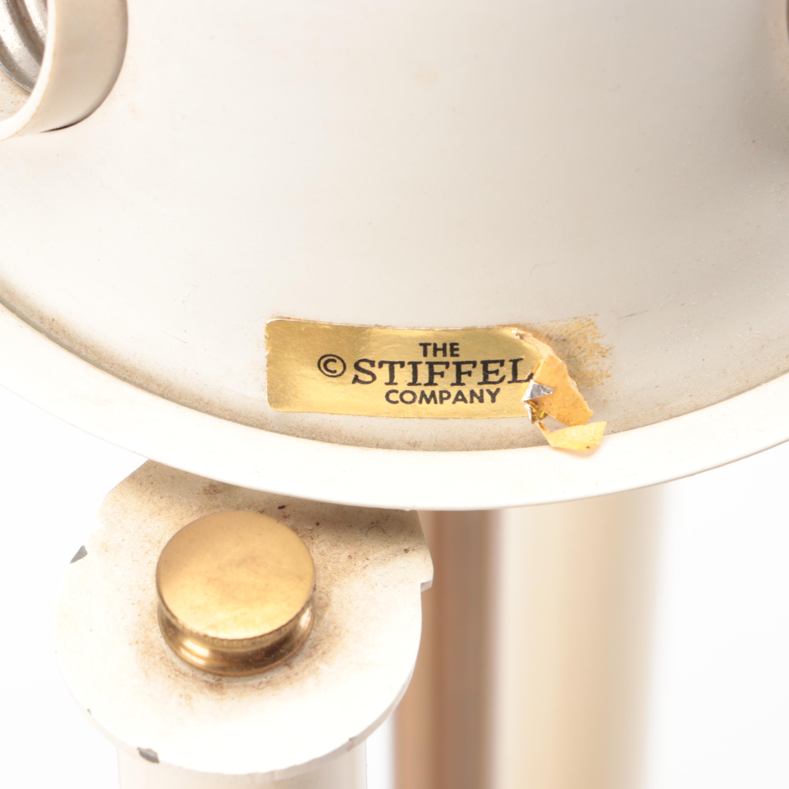 Stiffel Neoclassical Style Brass Bouillotte Table Lamp with Tan Drum Shade