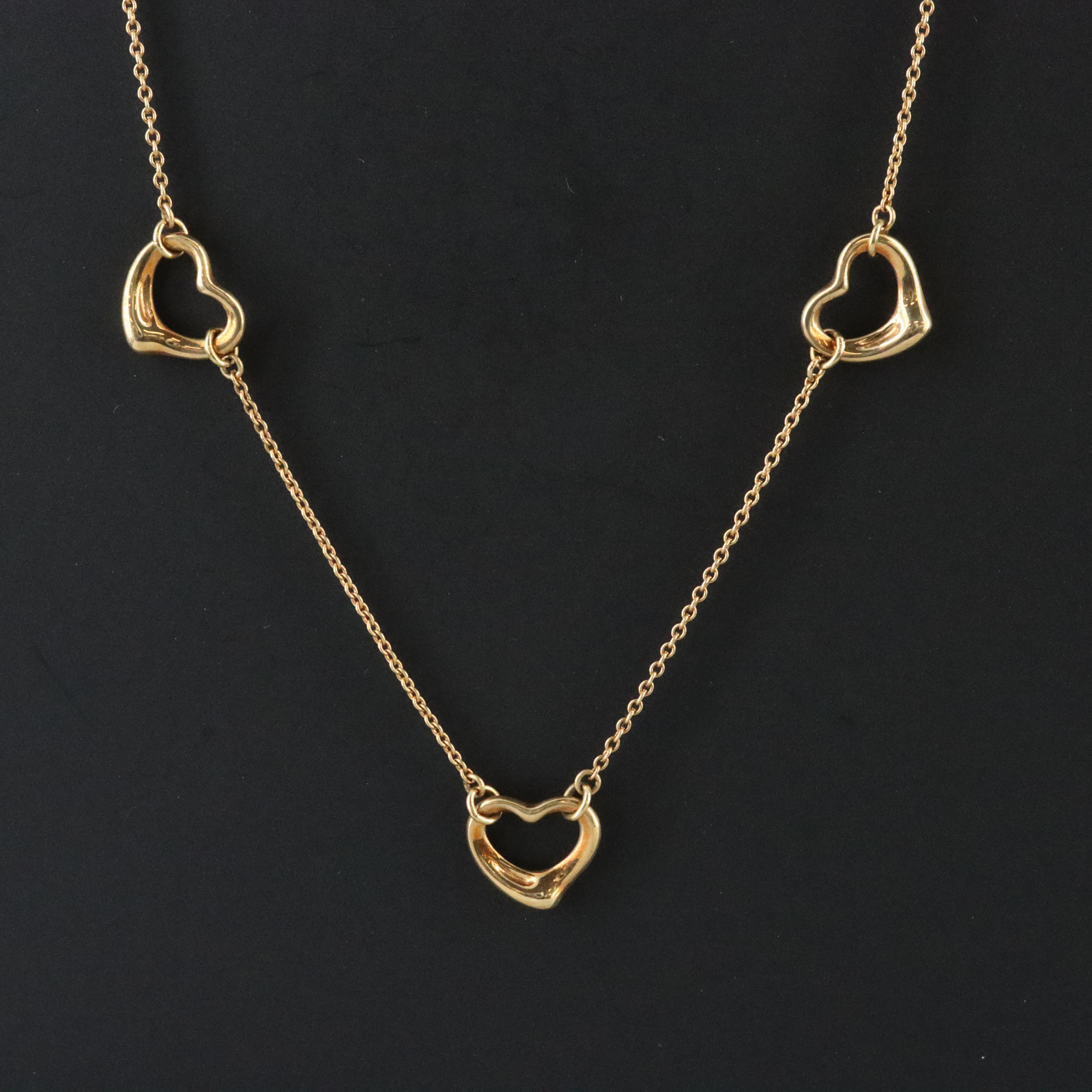 Elsa Peretti for Tiffany & Co. Open Heart 18K Station Necklace