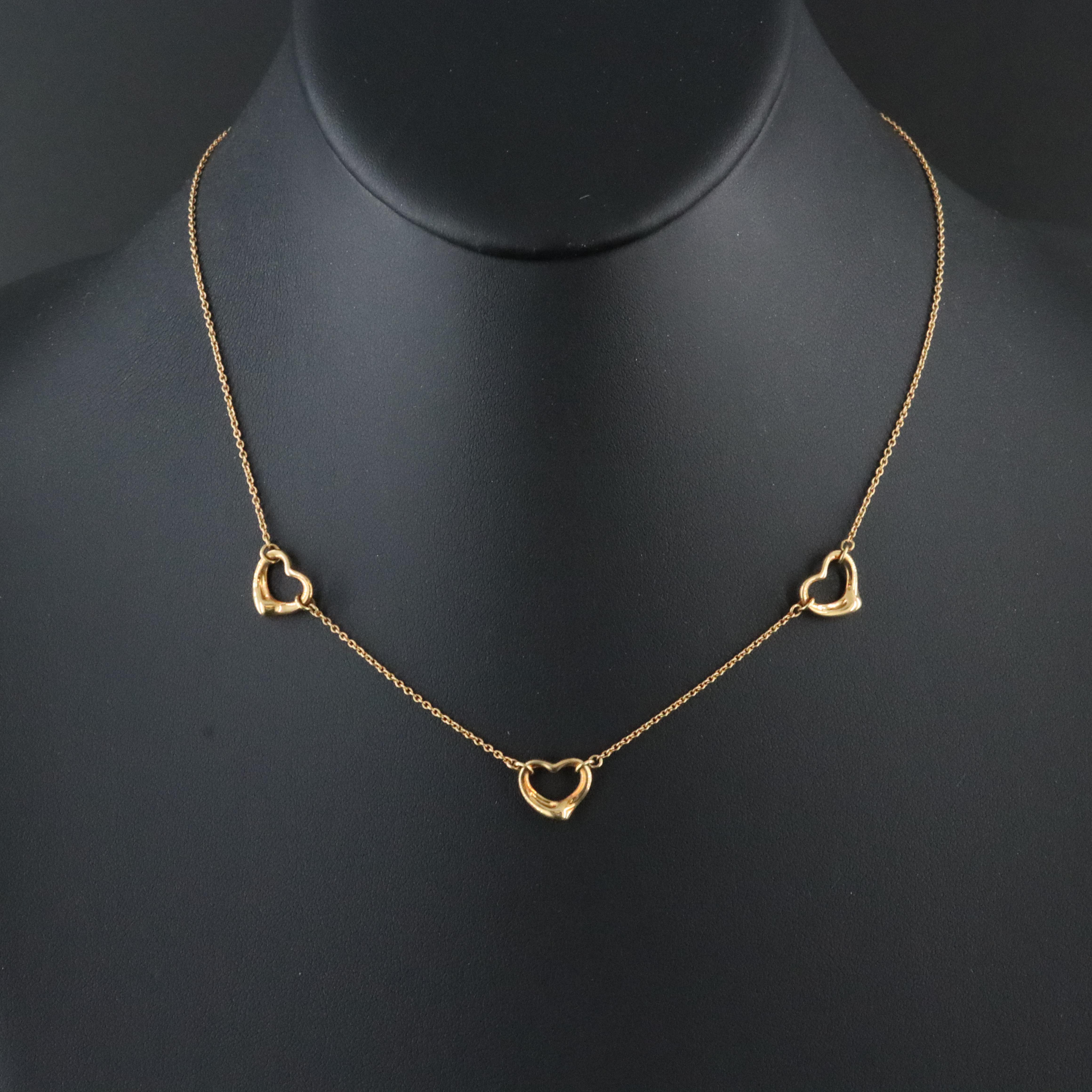 Elsa Peretti for Tiffany & Co. Open Heart 18K Station Necklace