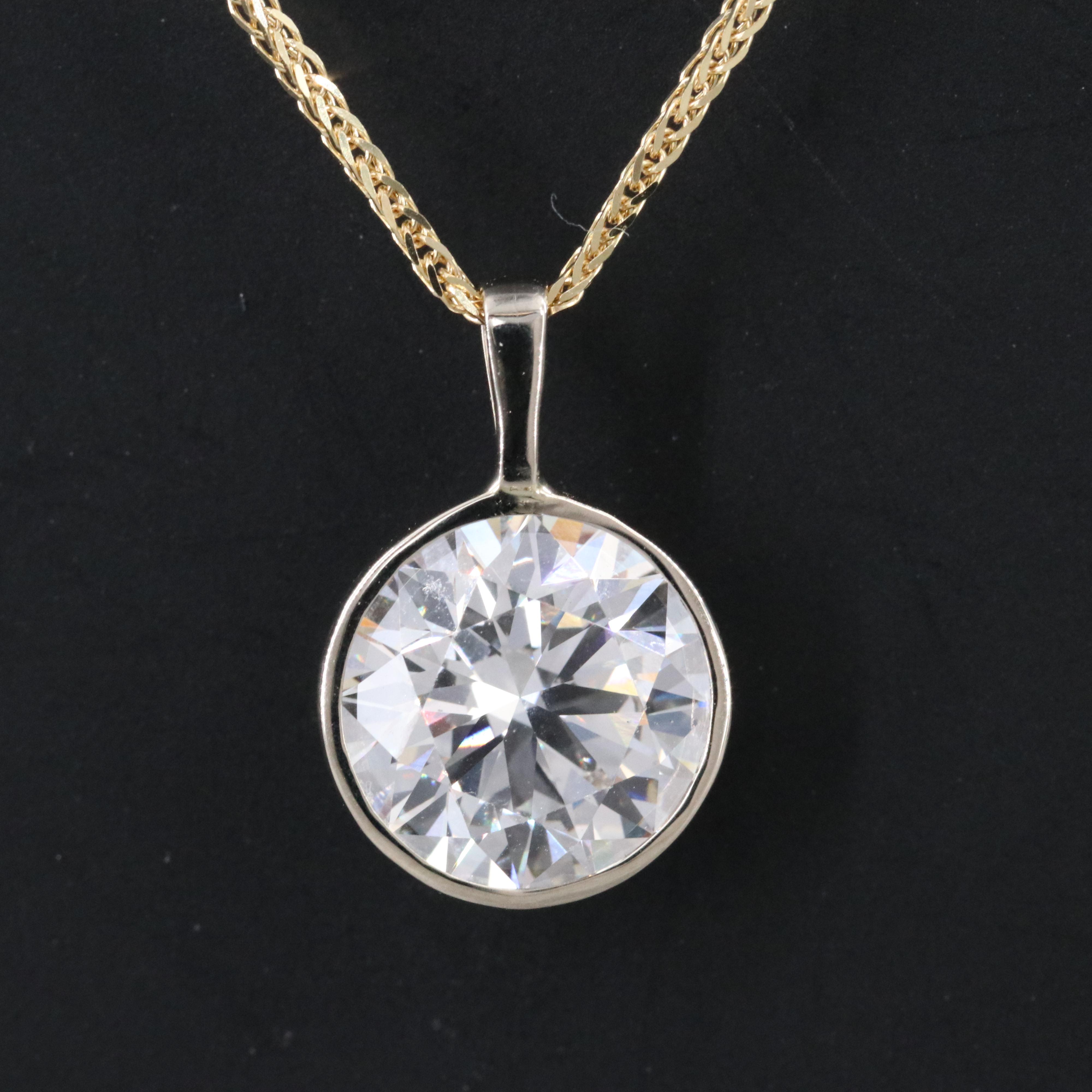 14K Two Tone Gold 3.51 CT Lab Grown Diamond Pendant Necklace with IGI Report