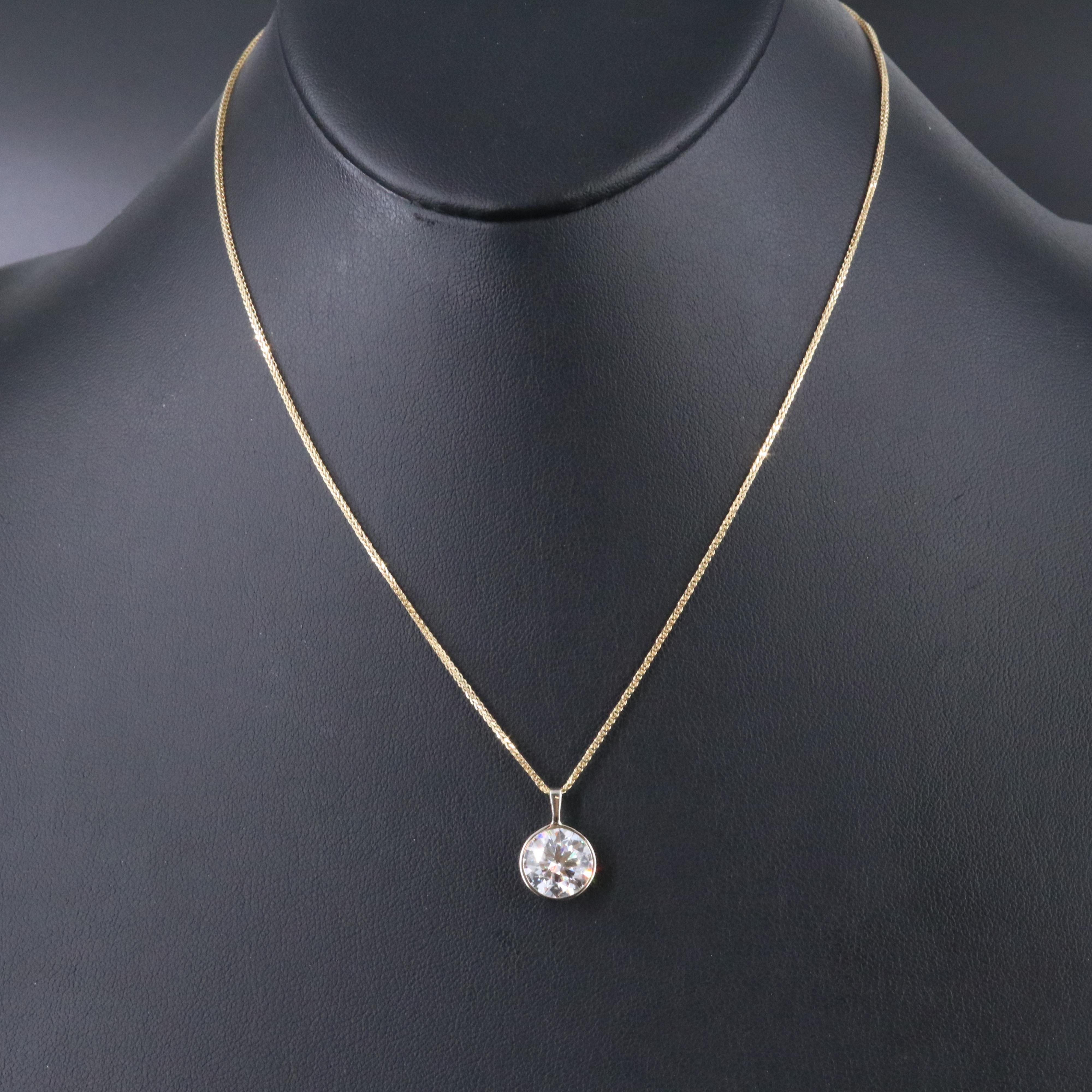 14K Two Tone Gold 3.51 CT Lab Grown Diamond Pendant Necklace with IGI Report