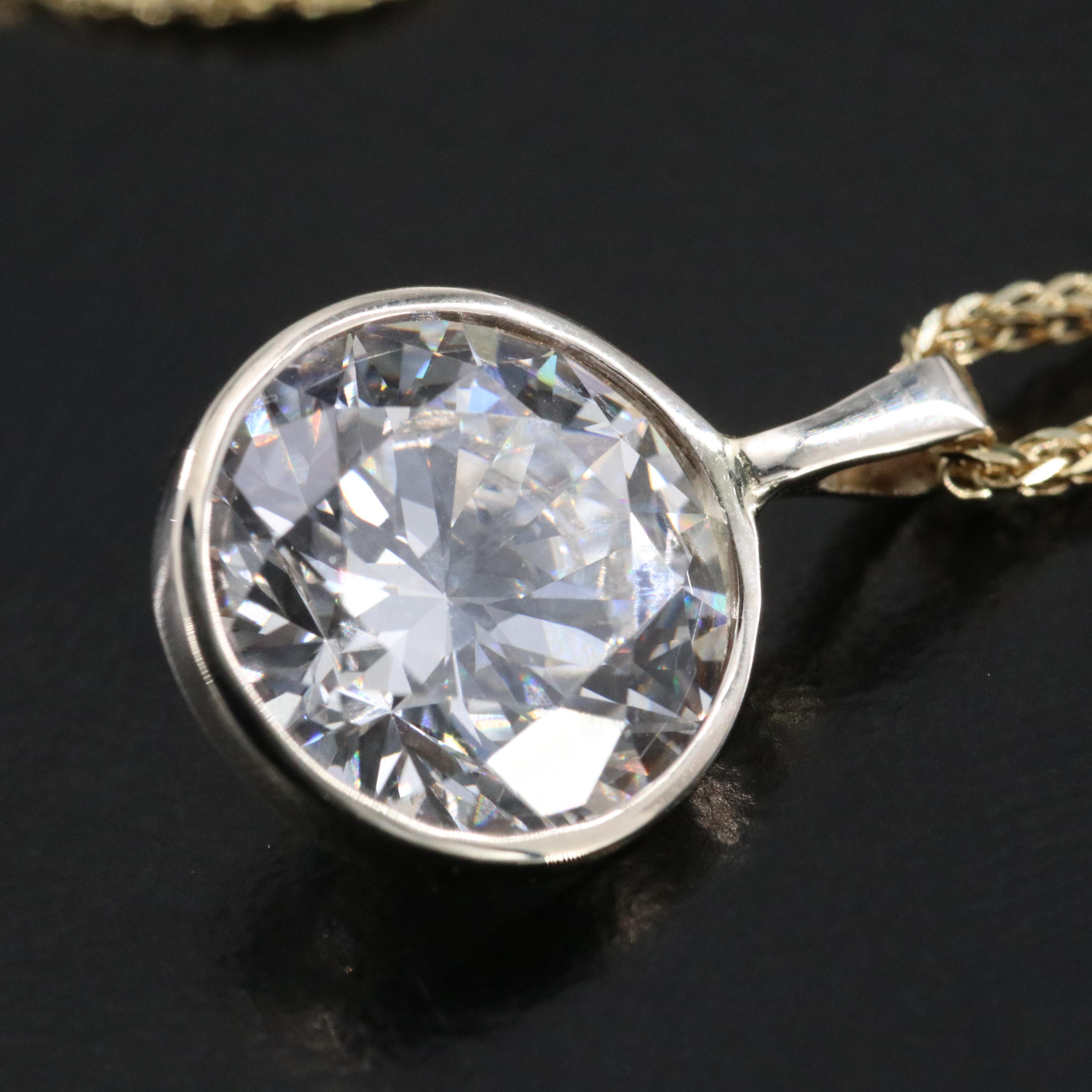 14K Two Tone Gold 3.51 CT Lab Grown Diamond Pendant Necklace with IGI Report