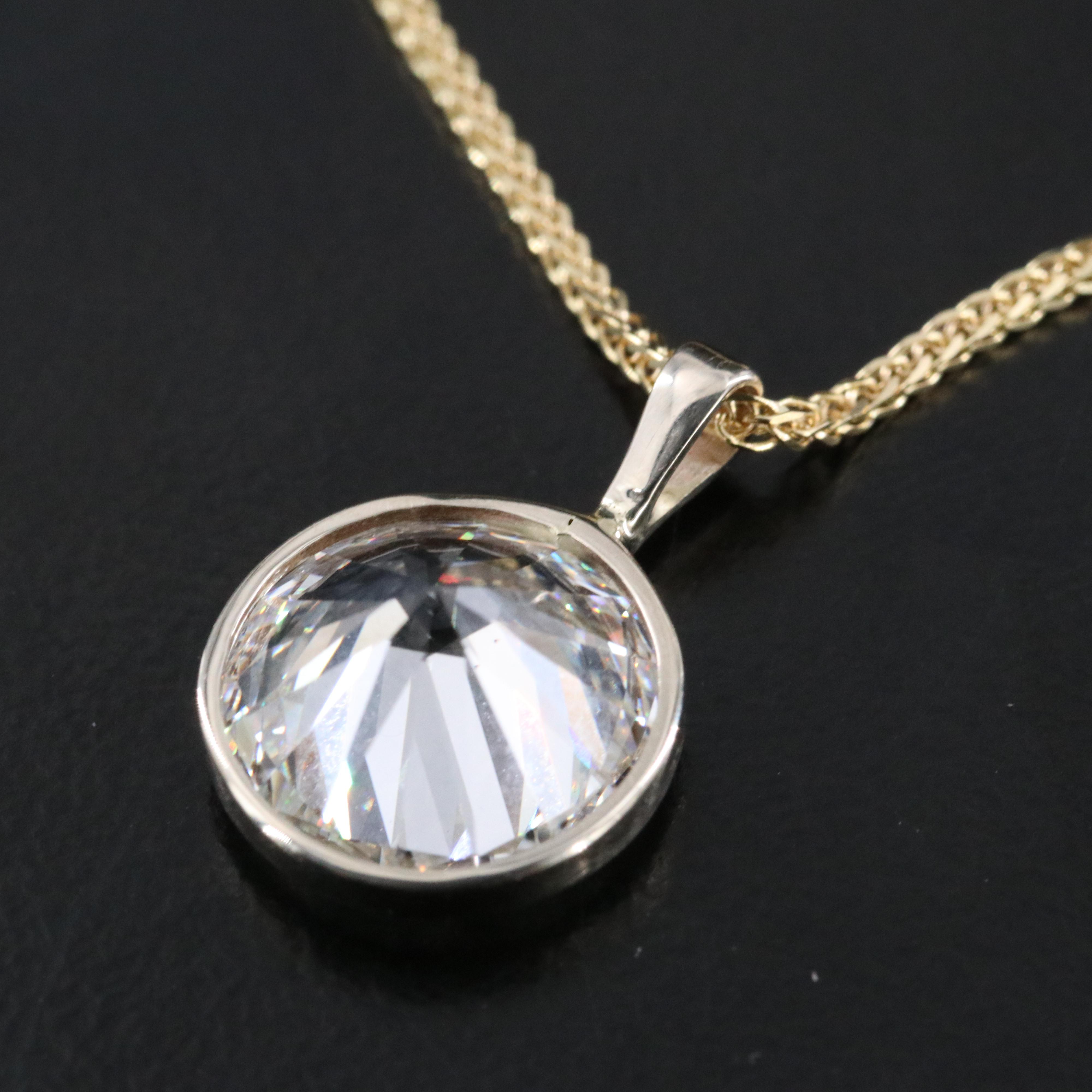 14K Two Tone Gold 3.51 CT Lab Grown Diamond Pendant Necklace with IGI Report