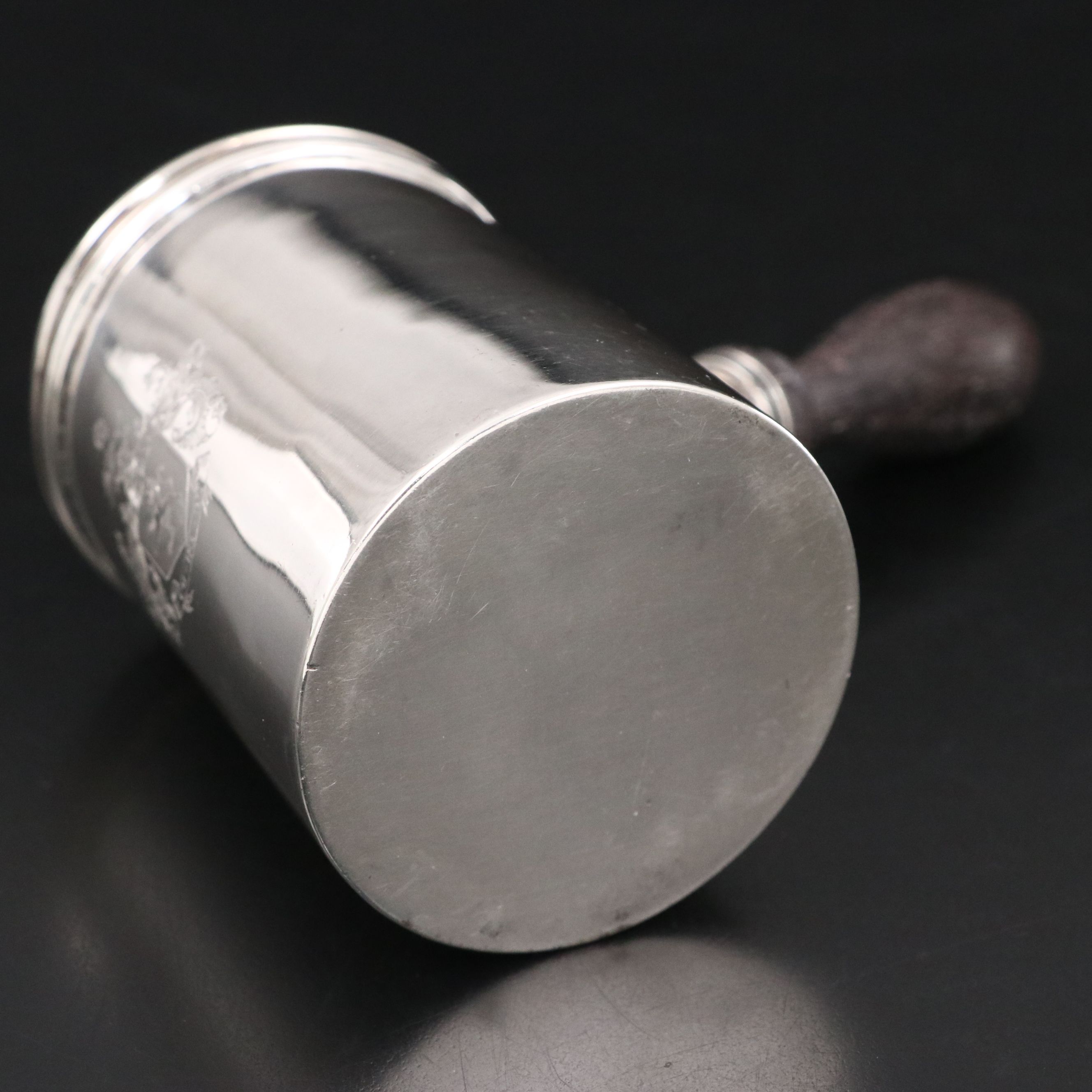 George IV John Bridge Sterling Side Handle Pot, 1820