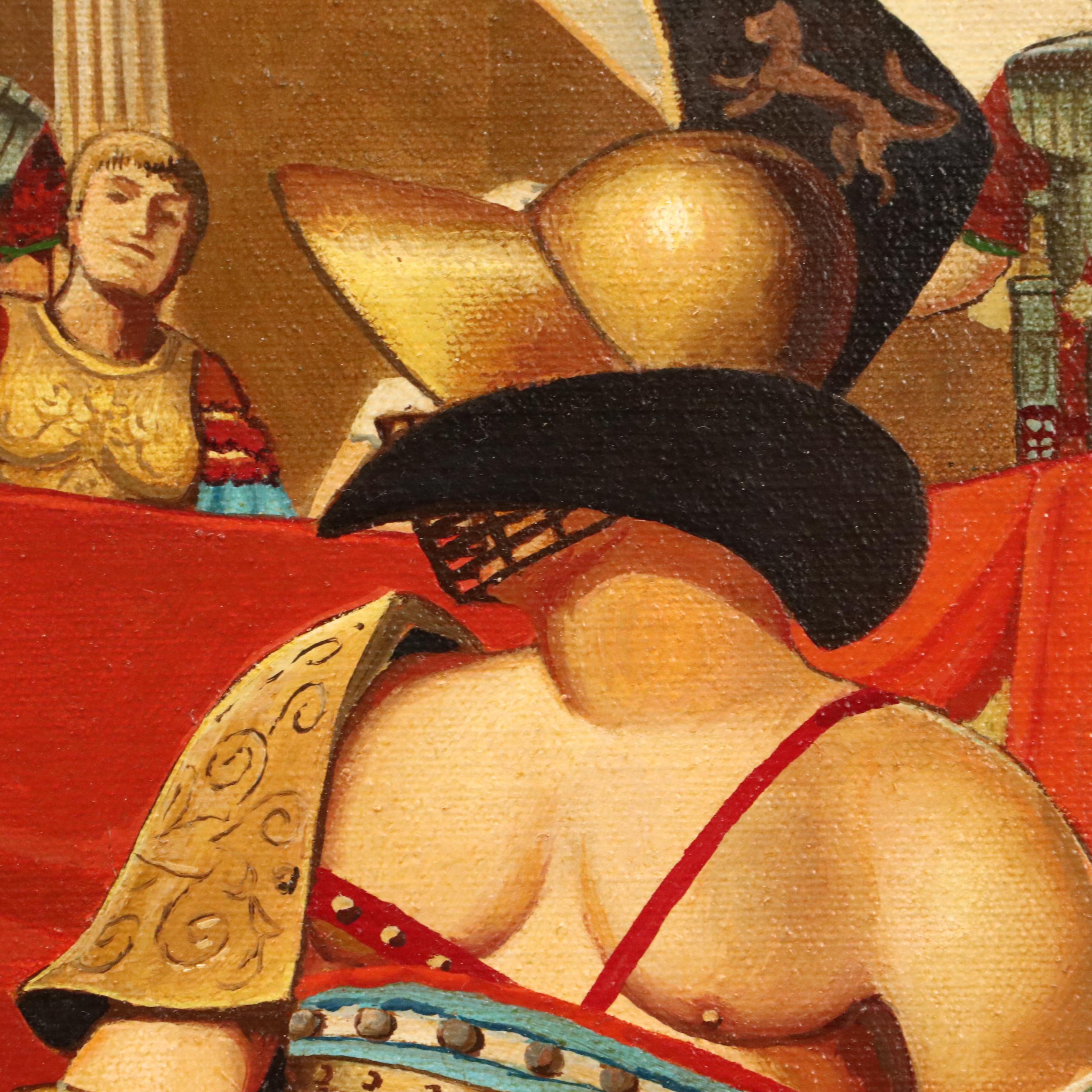 Vladimir Stekly Historical Genre Oil Painting "Gladiators," 1977