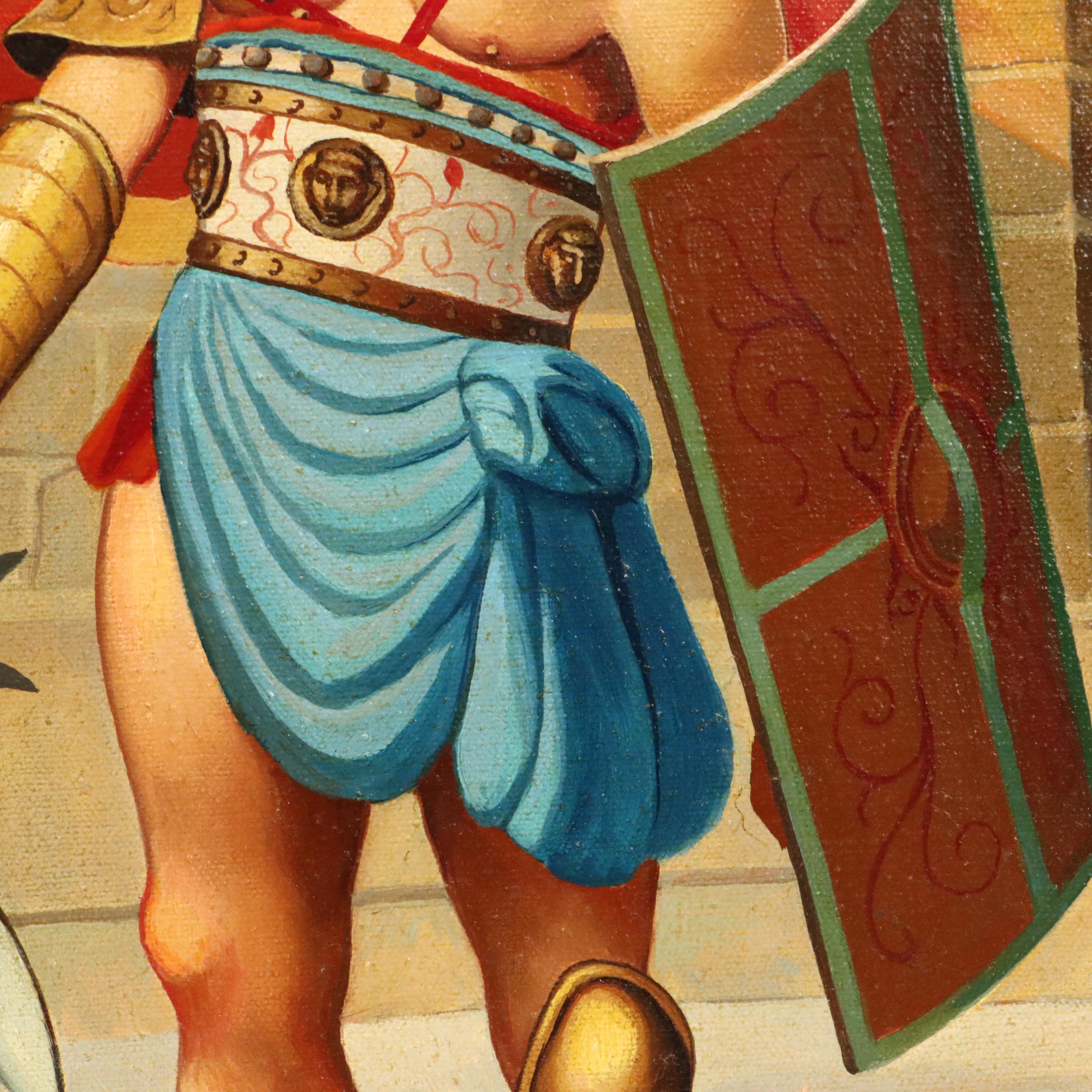 Vladimir Stekly Historical Genre Oil Painting "Gladiators," 1977