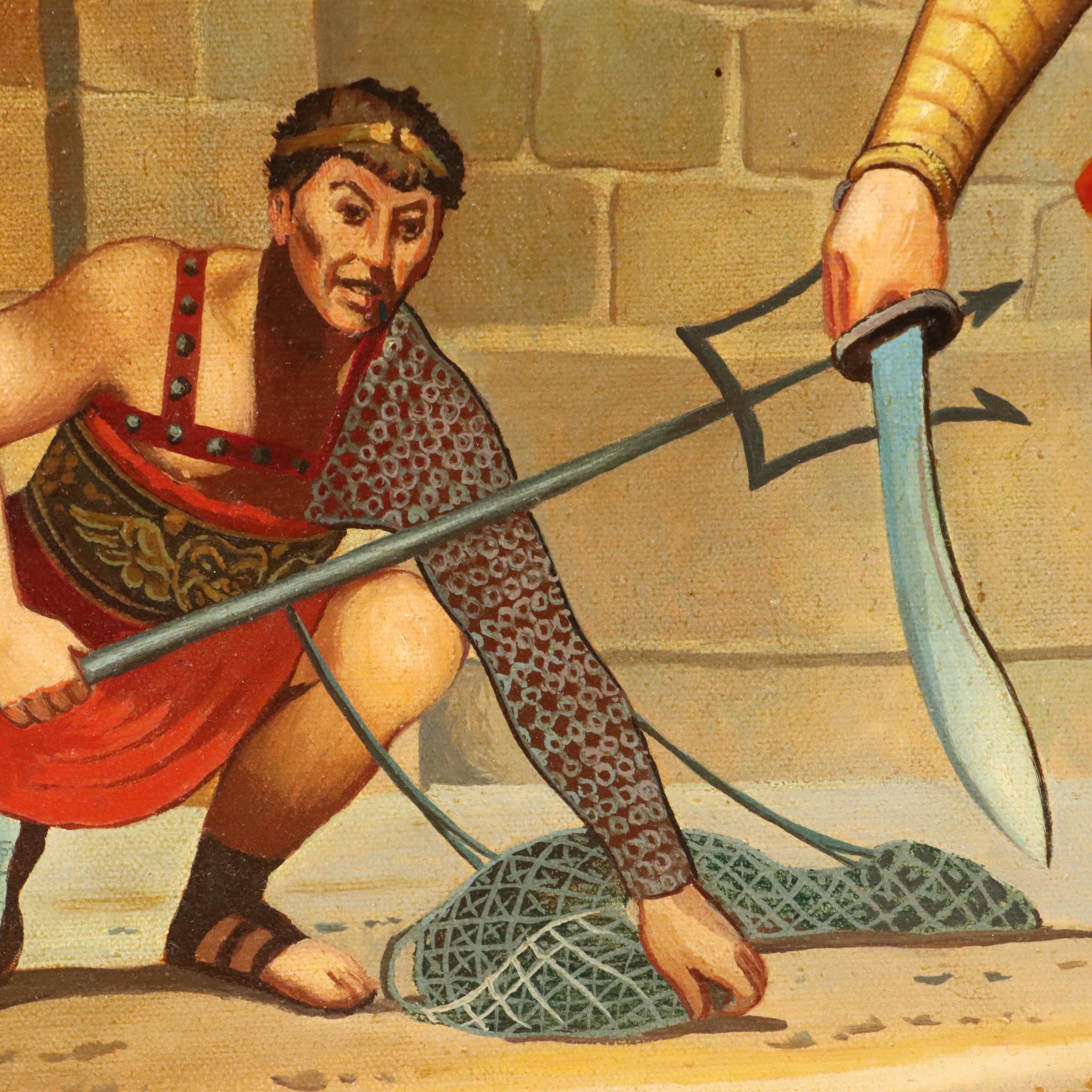 Vladimir Stekly Historical Genre Oil Painting "Gladiators," 1977