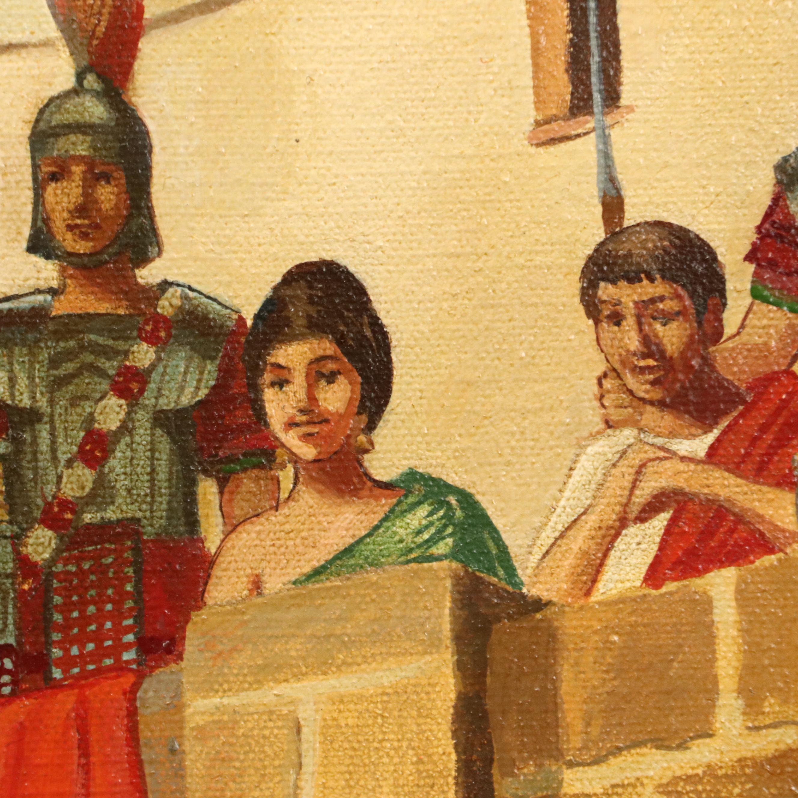 Vladimir Stekly Historical Genre Oil Painting "Gladiators," 1977