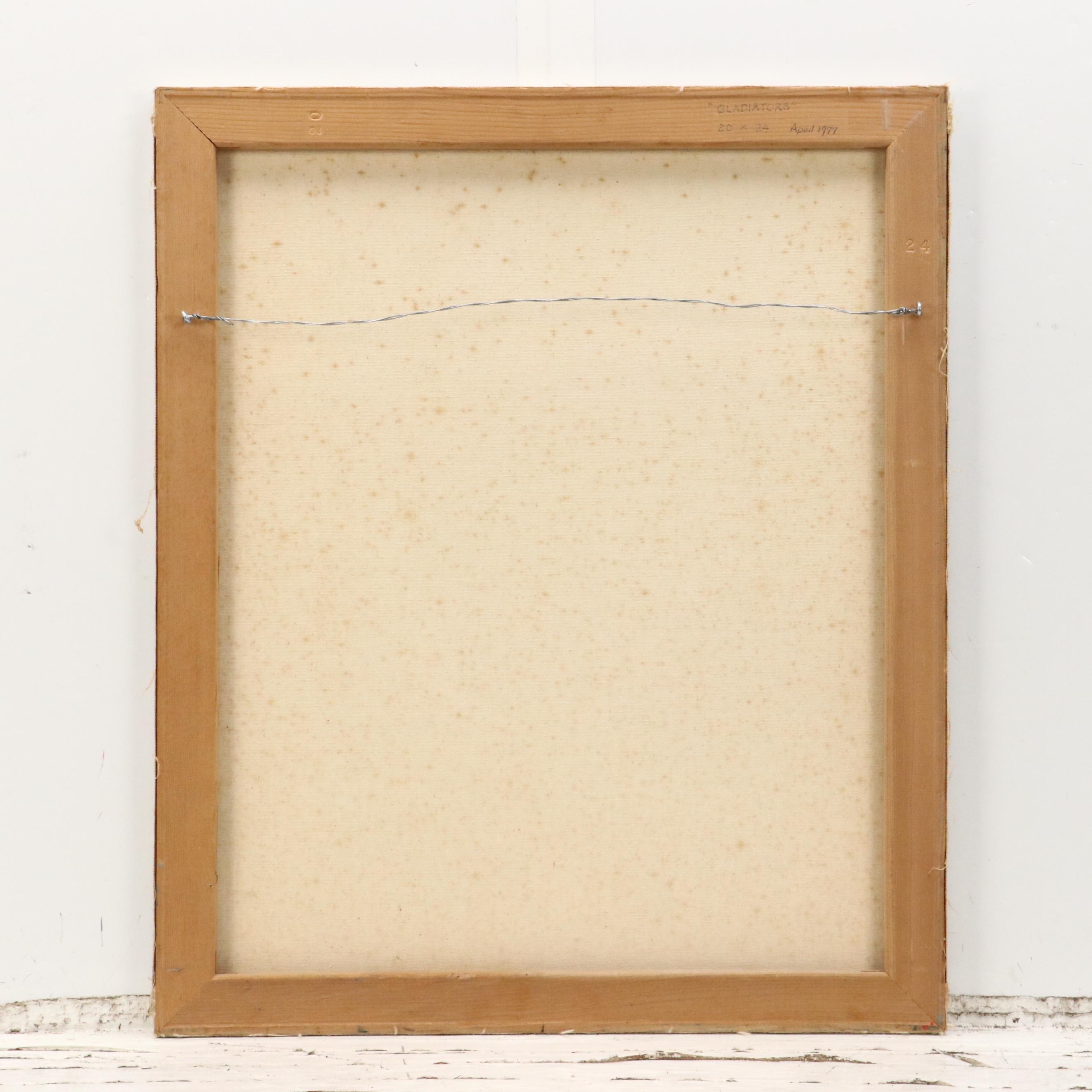 Vladimir Stekly Historical Genre Oil Painting "Gladiators," 1977