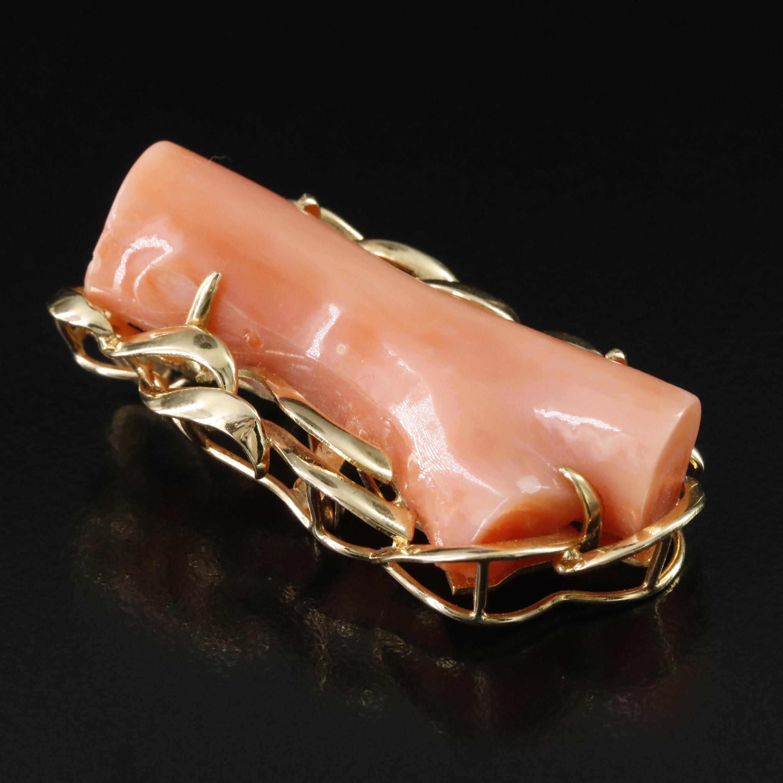 Vintage 14K Coral Converter Brooch
